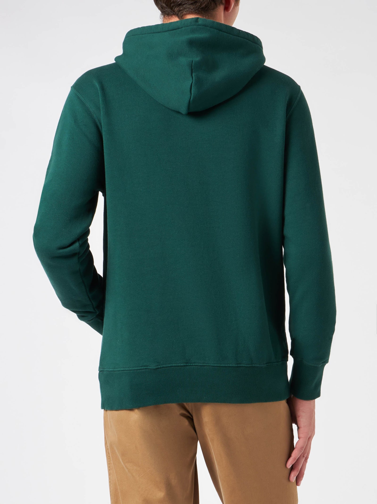 Shop Mc2 Saint Barth Man Green Hoodie With Saint Barth Patch