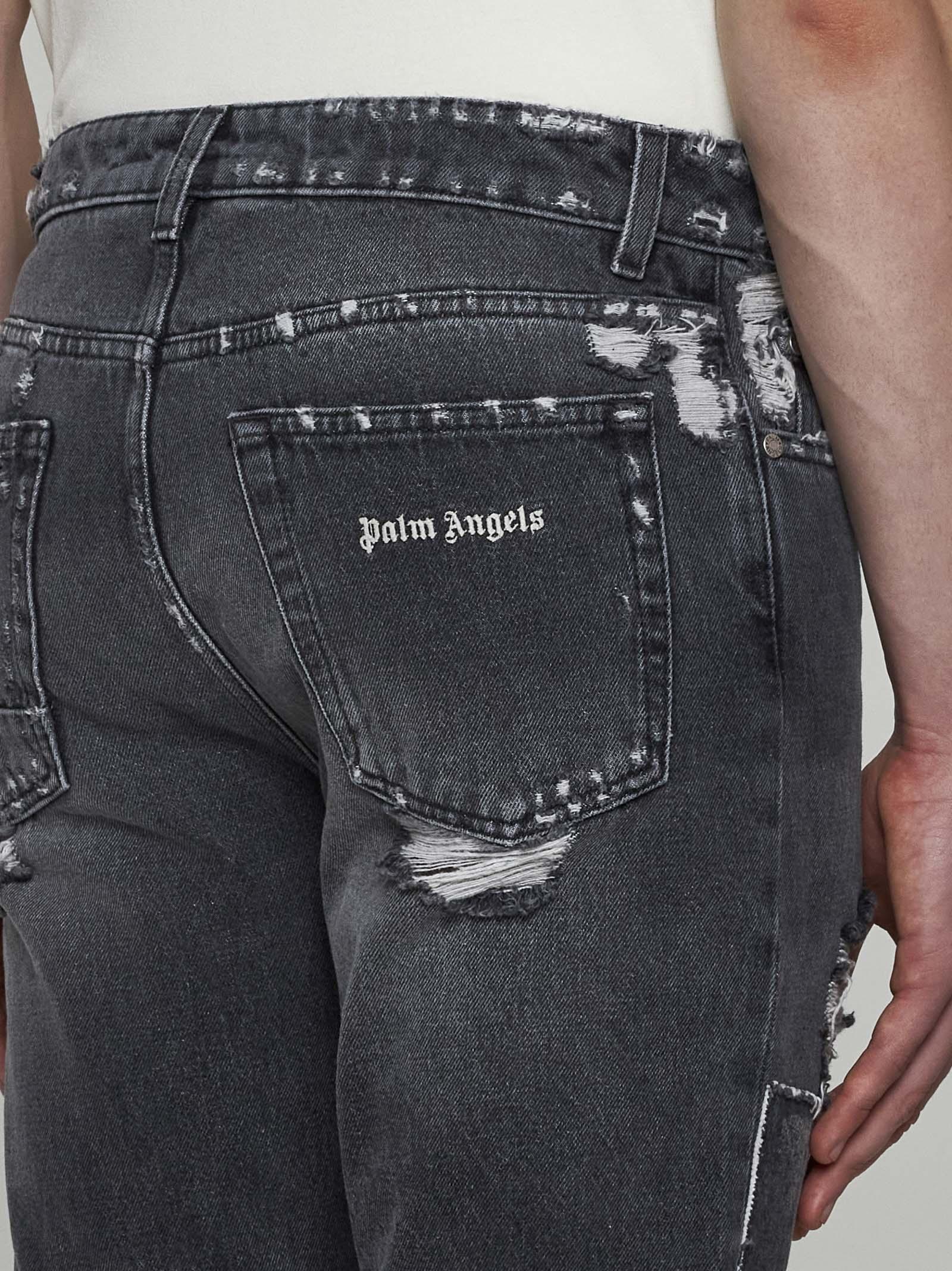 Shop Palm Angels Destroyed Jeans In Black