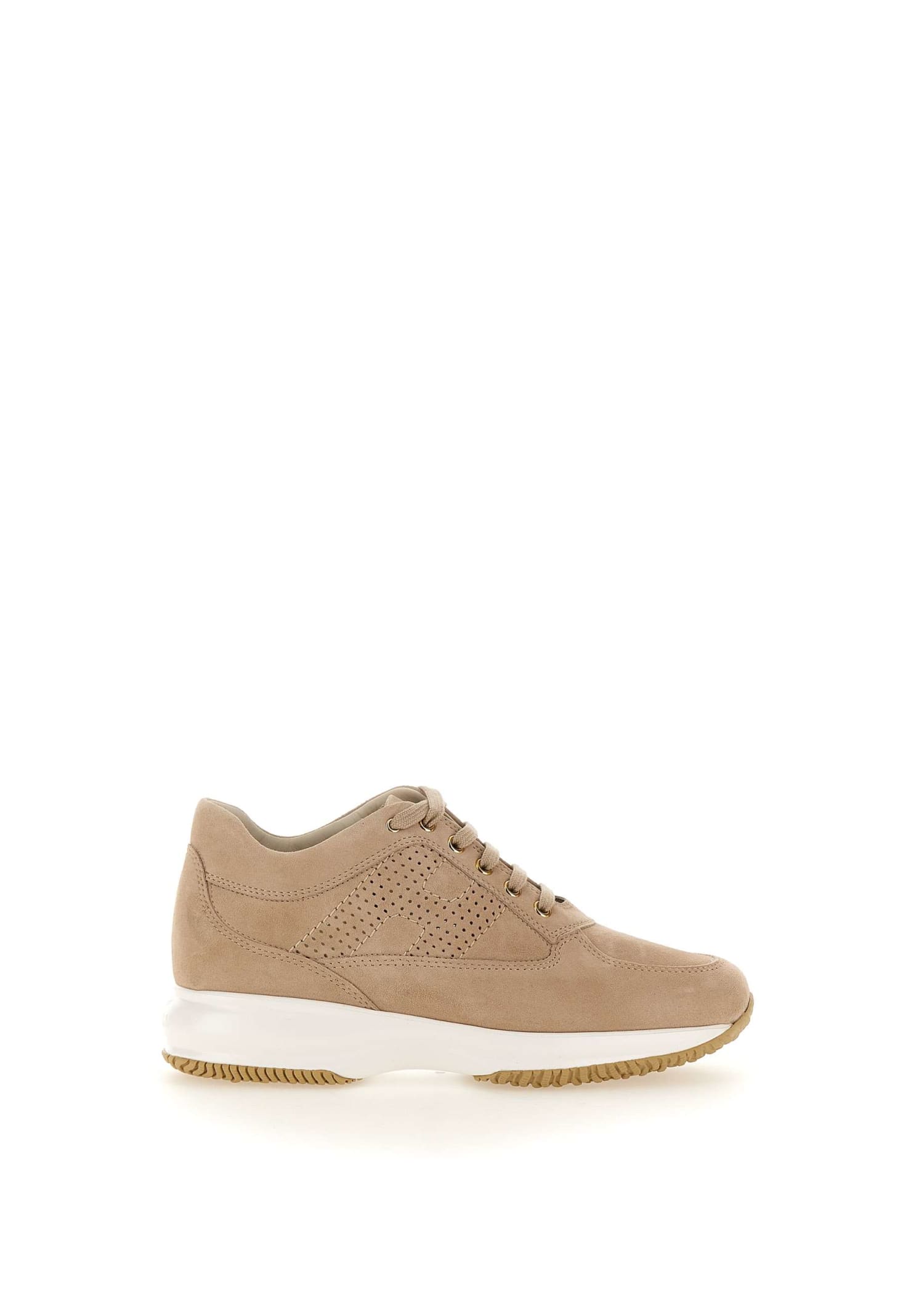 Hogan Woman Sneakers Camel Size 11 Soft Leather In Beige