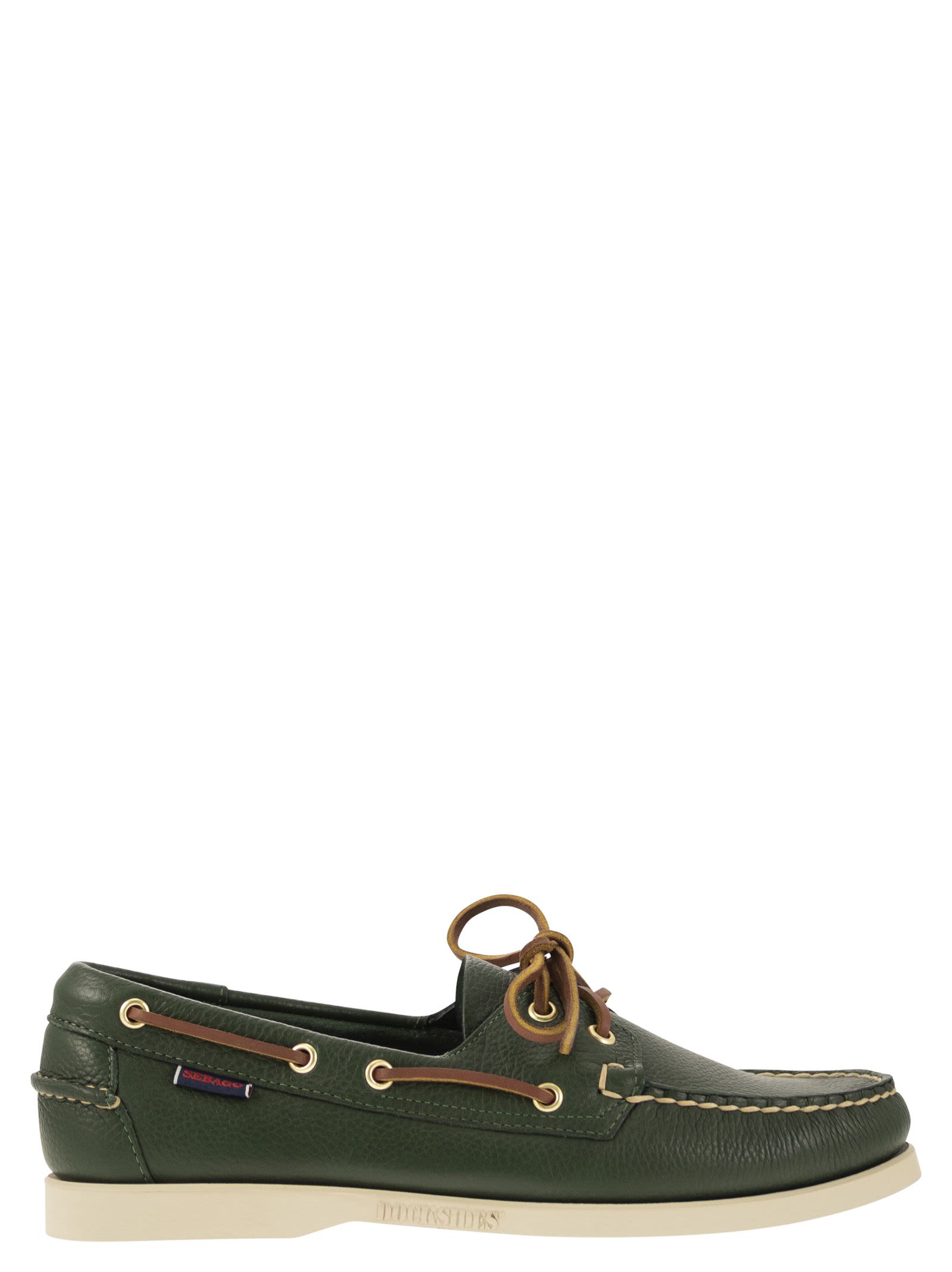 Sebago Portland - Moccasin With Grained Leather In Green