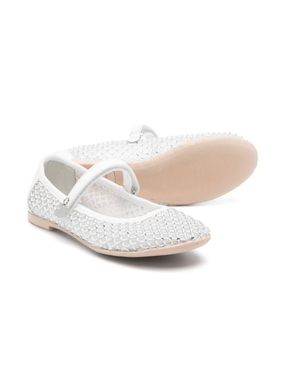 Monnalisa Logo-print Ballerina Shoes In White