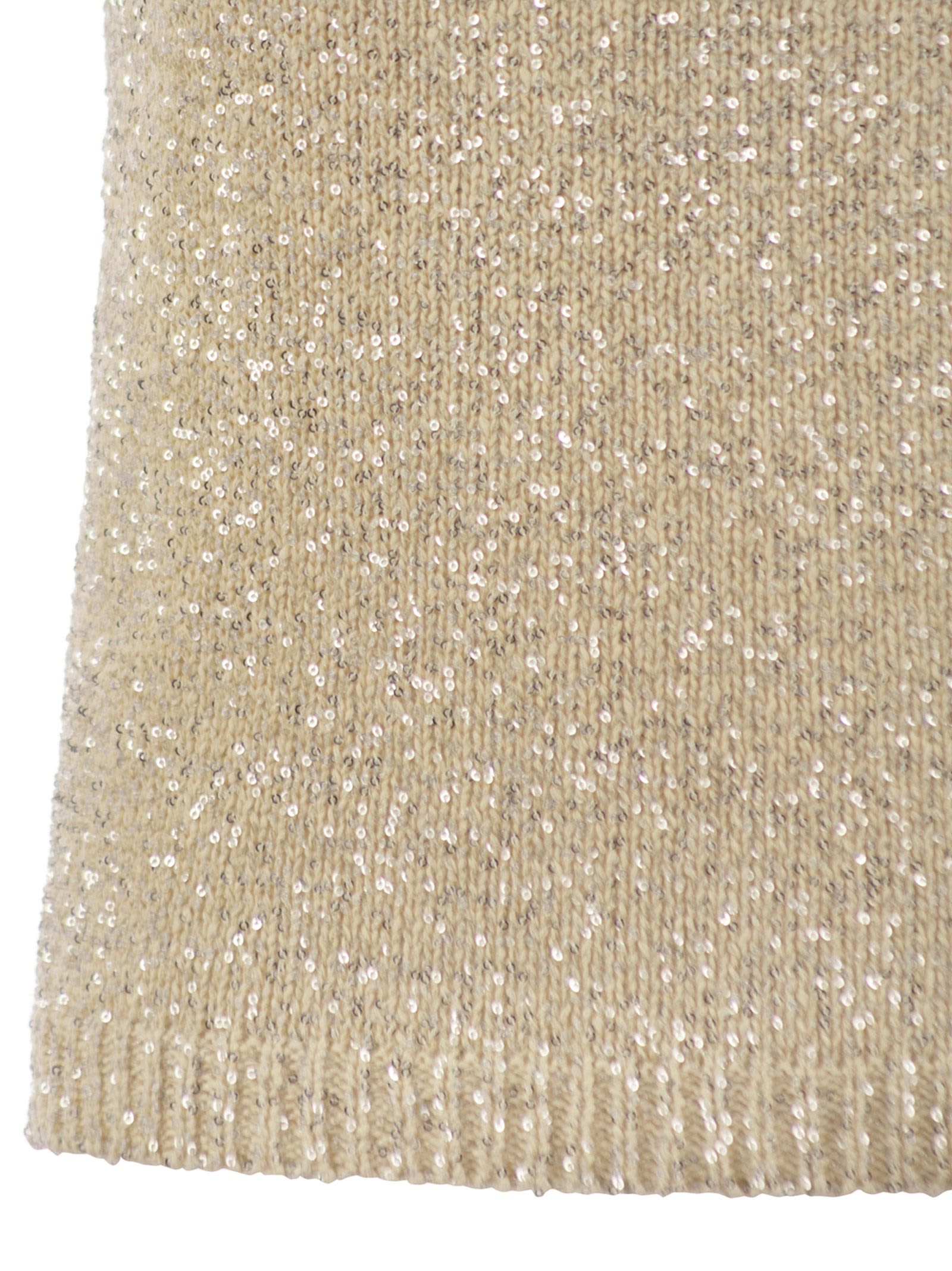Fabiana Filippi Cotton Knit Tank Top With Sequins In Powder