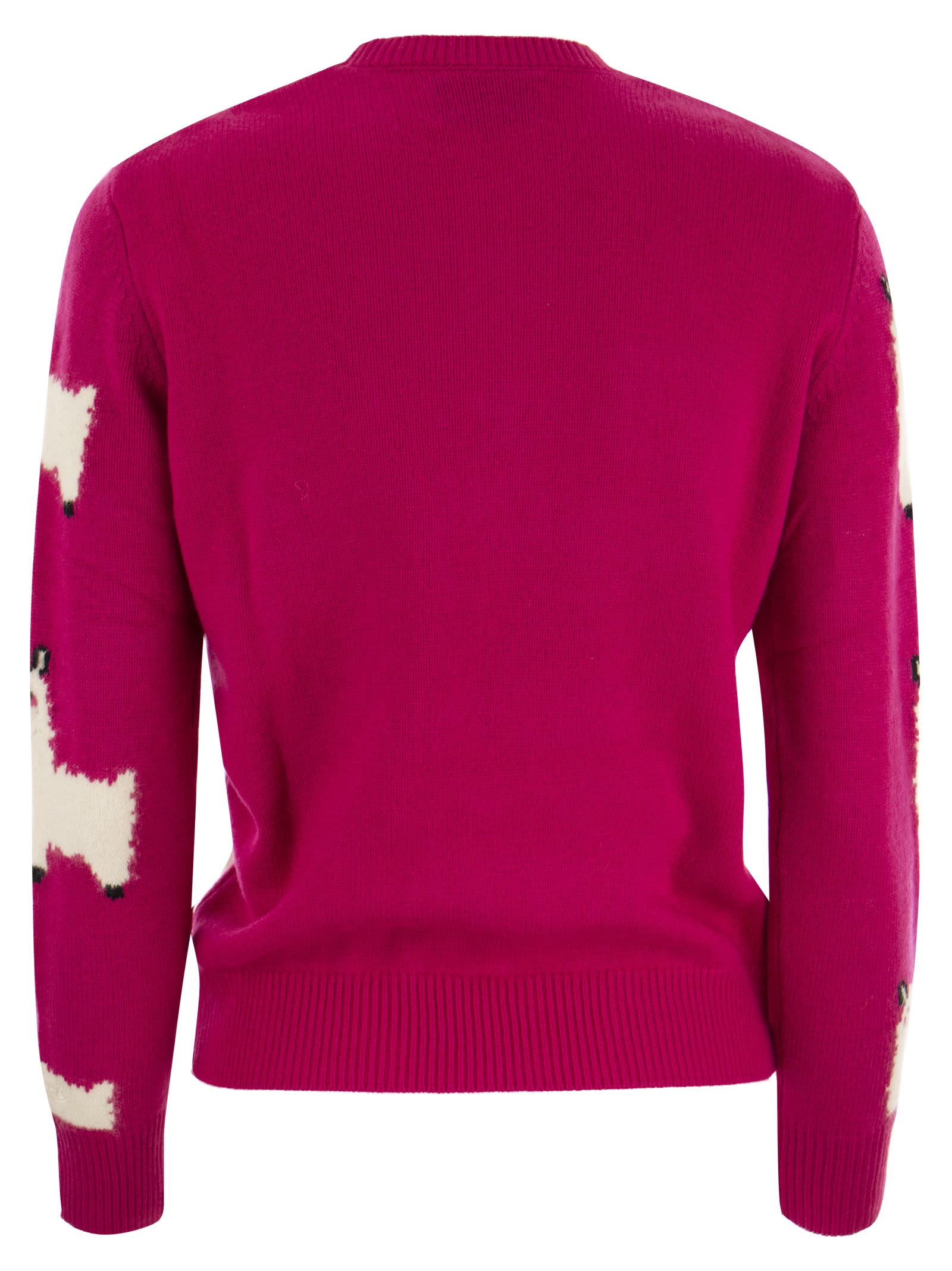 Shop Mc2 Saint Barth Wool-blend Jumper With Embroidery In Fuxia