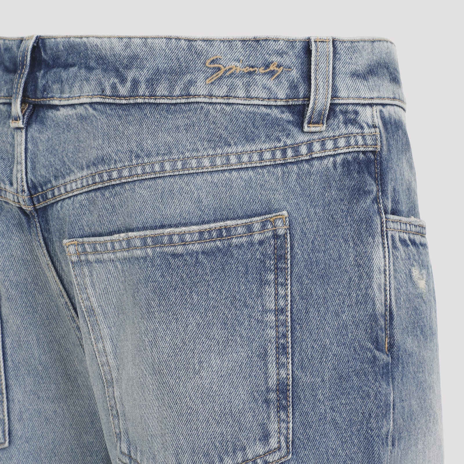 Givenchy Washed Denim Tapered Leg Jeans With Contrast Stitching In Ocean Blue