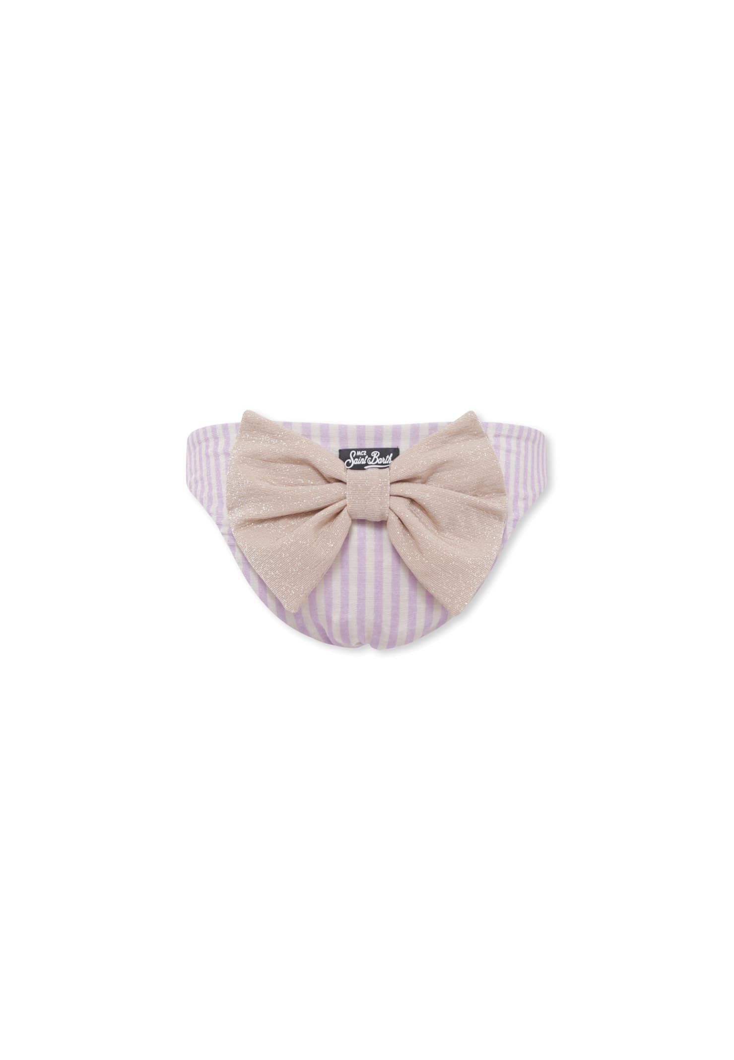 Mc2 Saint Barth Lilac Swim Briefs For Girl With Bow In Purple