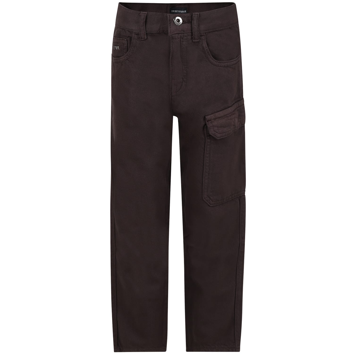 Emporio Armani Kids' Brown Trousers For Boy With Eagle In China Ting