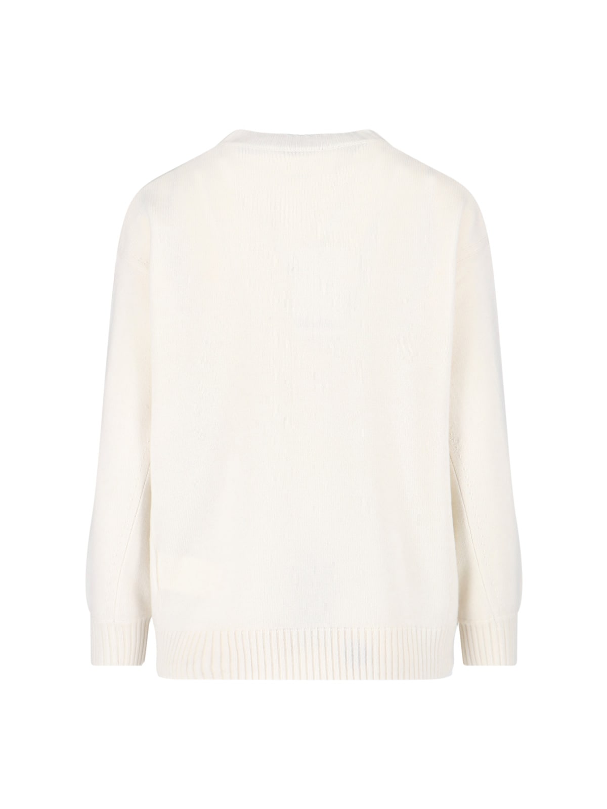 Max Mara Logo-embellishment Crew-neck Sweater In White