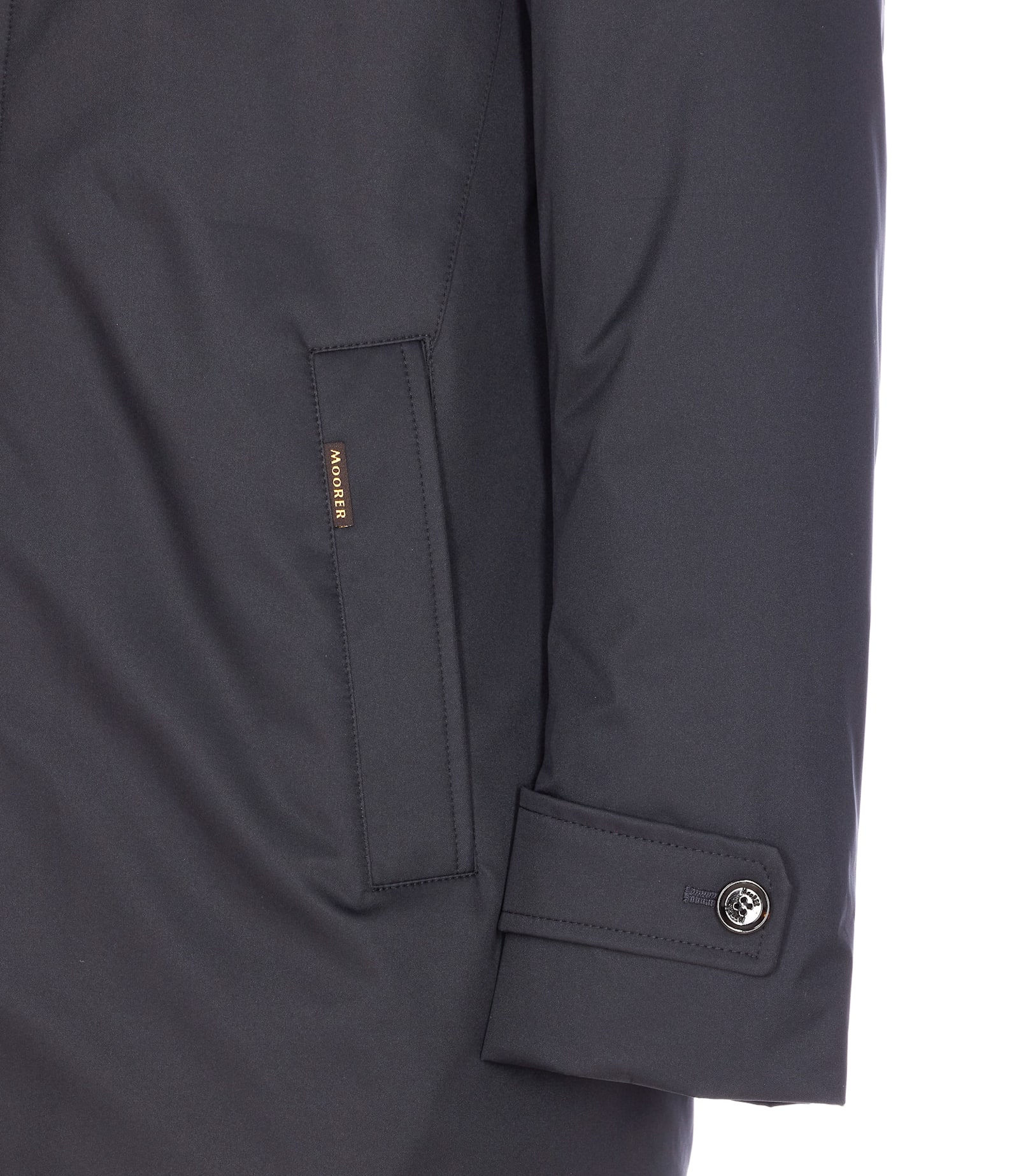 Moorer High Neck Padded Jacket With Cuff Straps In Blue