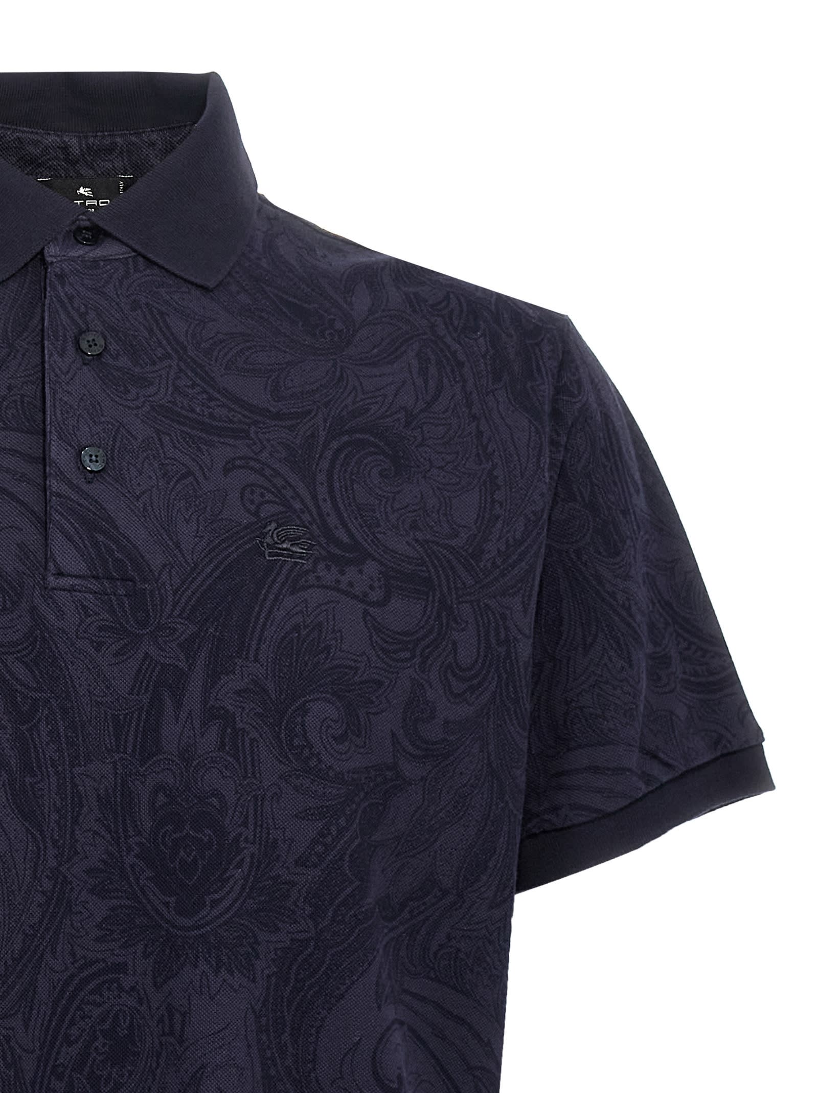 Shop Etro Pegaso Polo Shirt In Blue