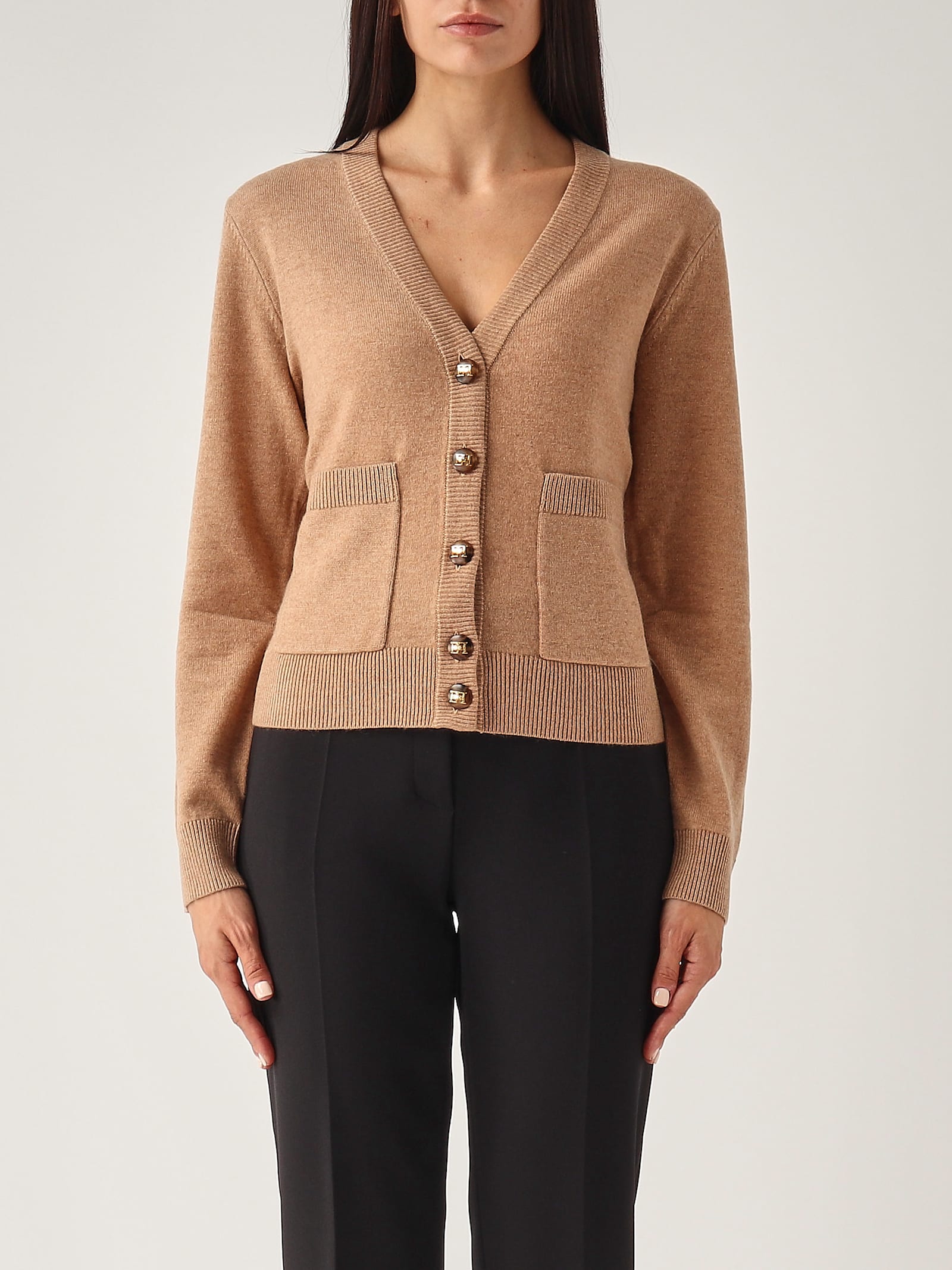 Shop Elisabetta Franchi Wool Sweater In Camel Melange