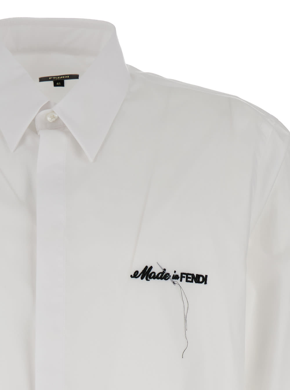 Shop Fendi White Lettering Embroidered Shirt In Cotton Man In Bianco