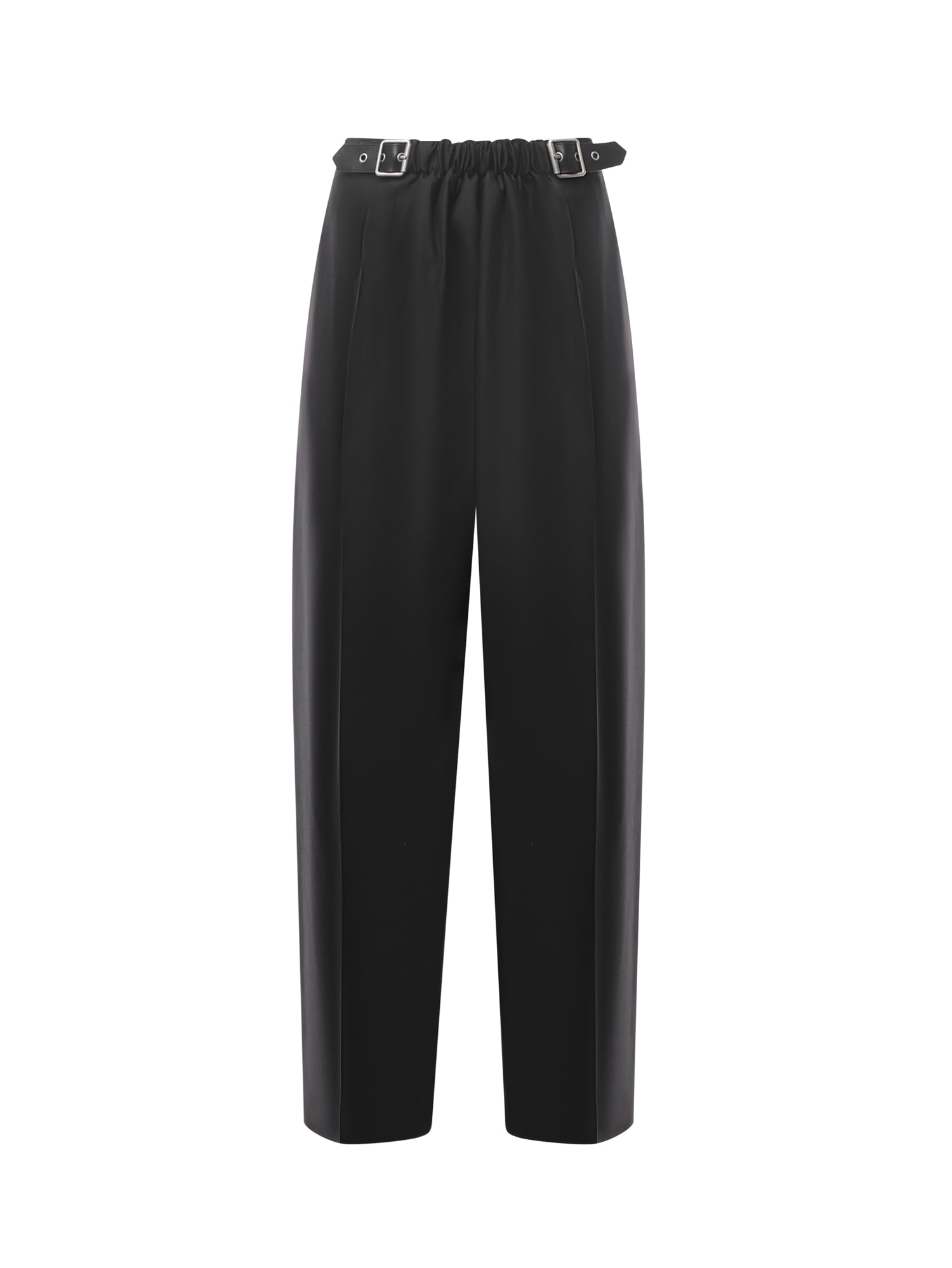 Loewe Wool And Silk Belted Trousers In Black