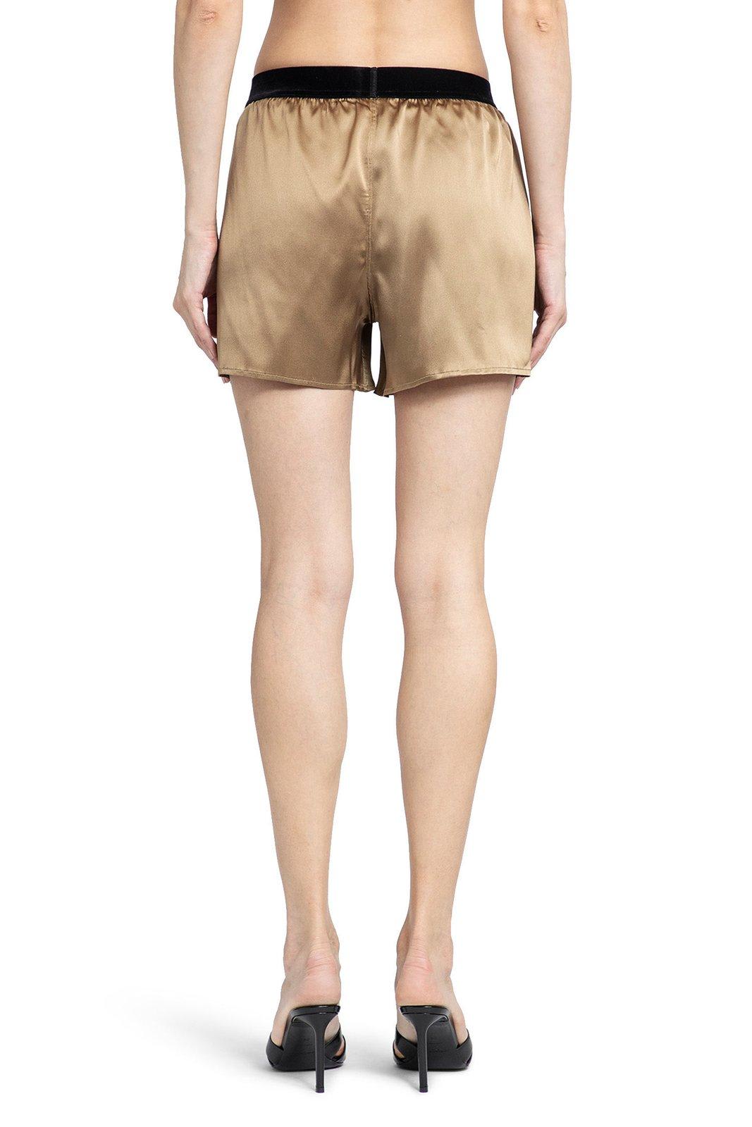 Shop Tom Ford Stretch Satin Boxer Shorts In Beige