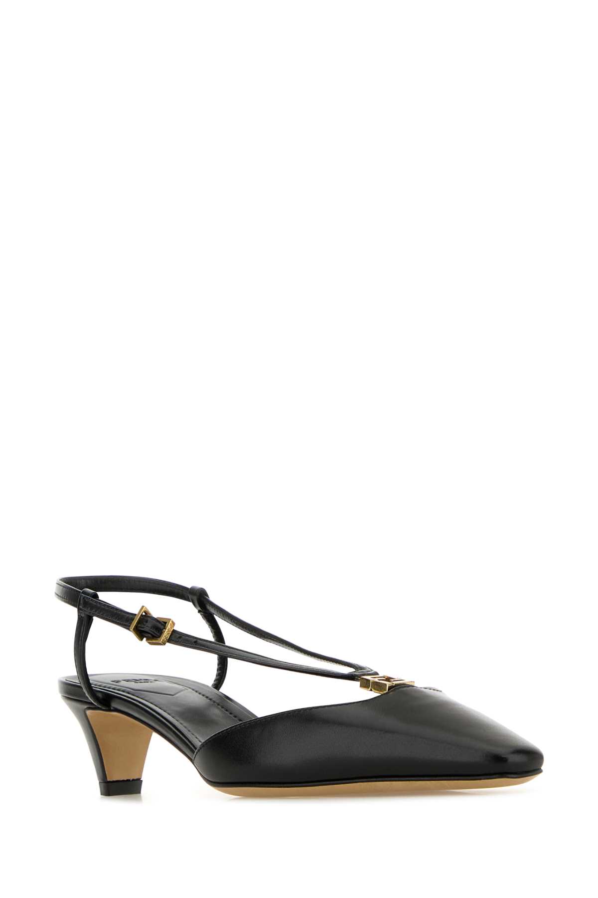 FENDI BLACK LEATHER FENDI FFOLD PUMPS 