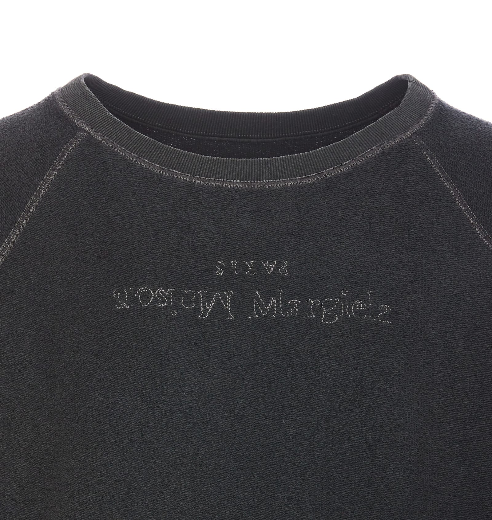 Maison Margiela Faded Black Sweatshirt In Cotton With Logo In Grey