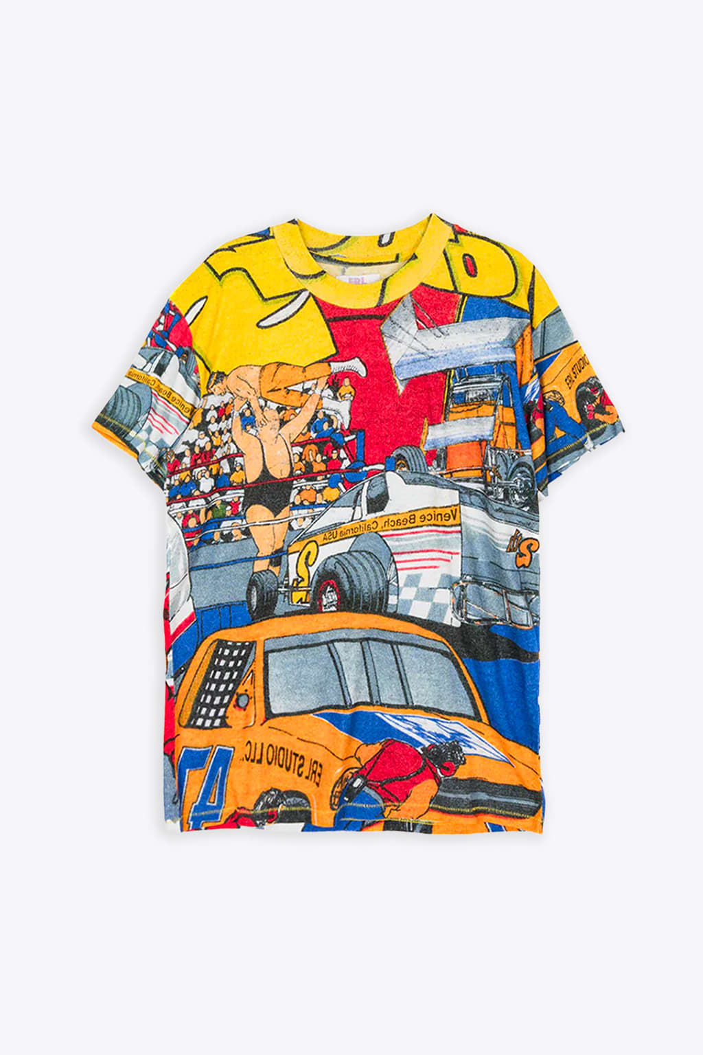 ERL UNISEX ALL OVER PRINTED T-SHIRT KNIT CARTOON PRINTED T-SHIRT - UNISEX ALL OVER PRINTED T-SHIRT KNIT