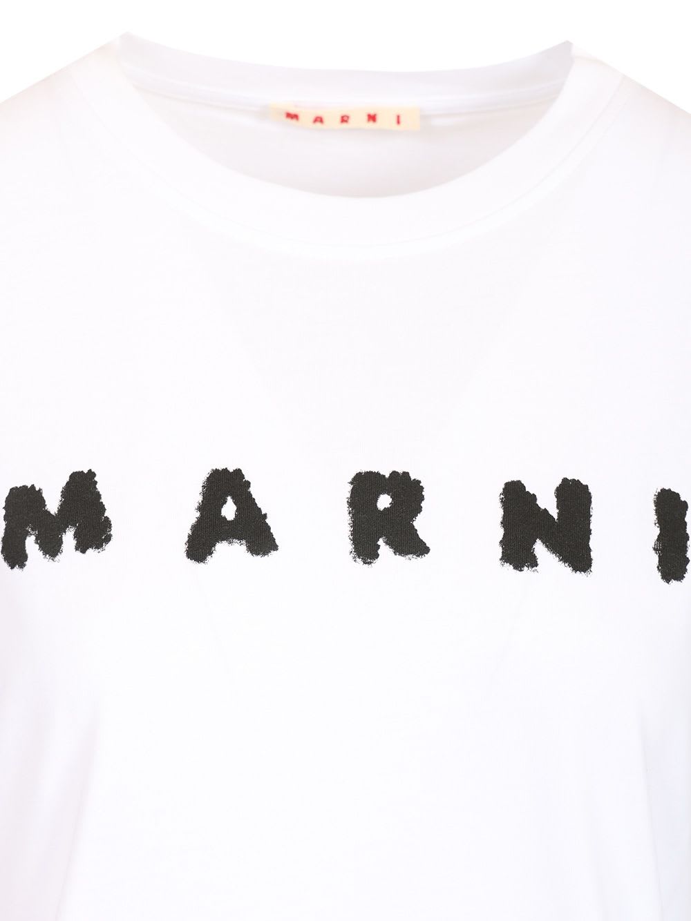 Marni Jersey Logo Short Sleeved T-shirt In White