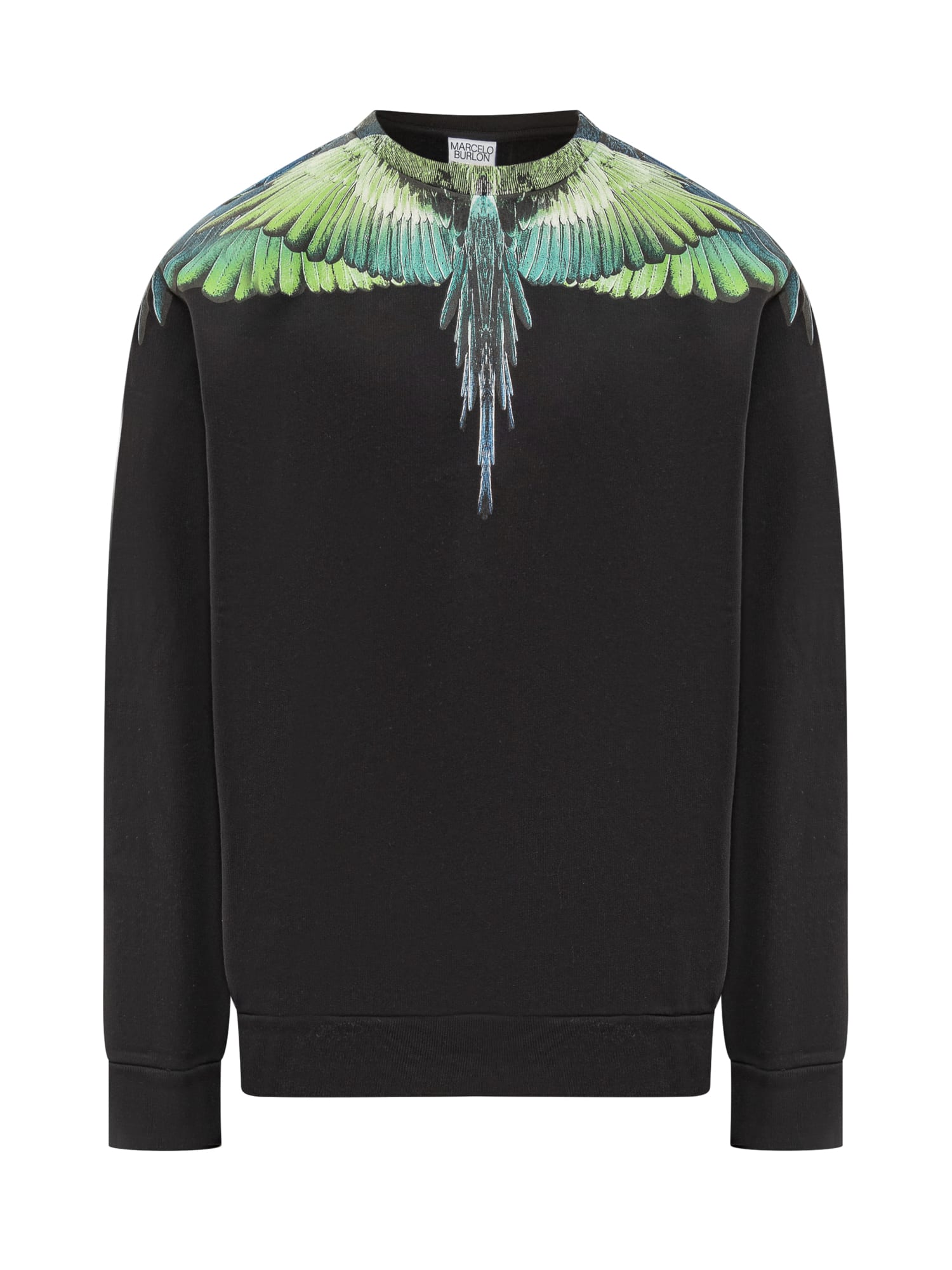 Shop Marcelo Burlon County Of Milan Icon Wings Sweatshirt In Black Light Green