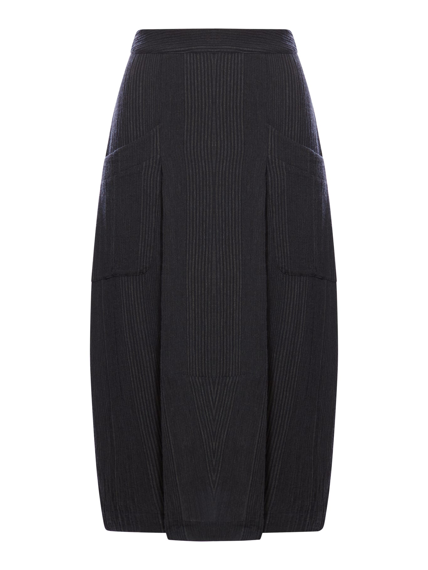 Bombé Skirt In Embossed Pinstripe Wool Blend