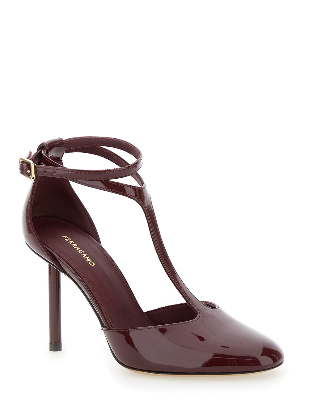 Shop Ferragamo Lysandra Bordeaux Pumps With Logo Lettering On The Sole In Leather Woman