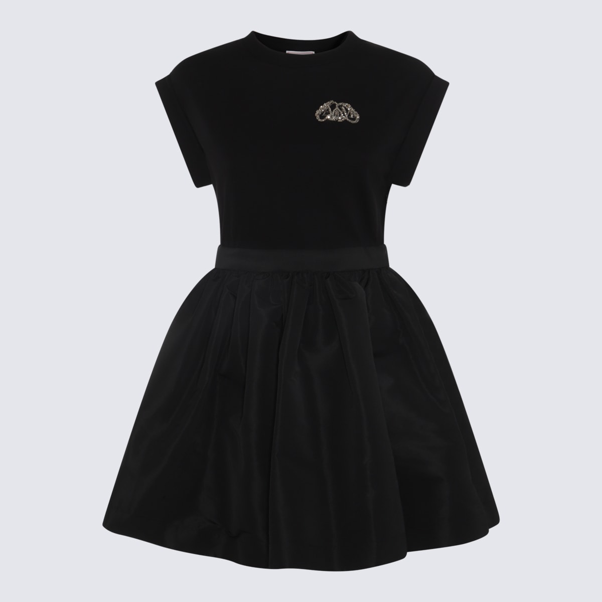 Shop Alexander Mcqueen Black Cotton Hybrid Dress