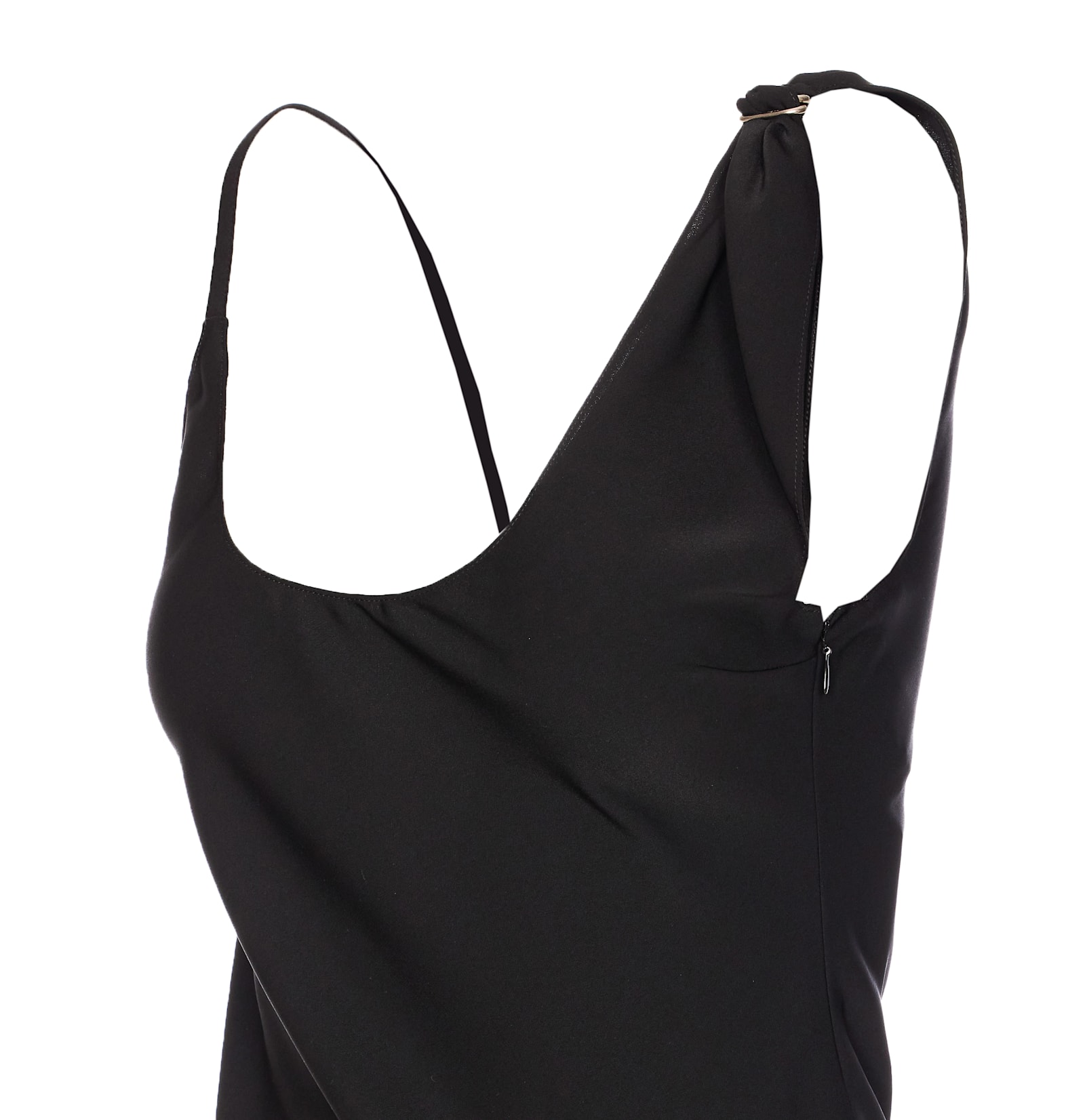 Courrèges Knot Asymmetric Midi Dress In Black