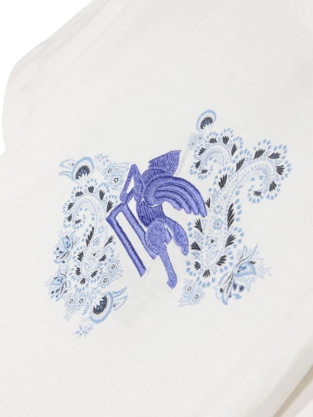 Shop Etro White T-shirt With Light Blue Pegasus Motif
