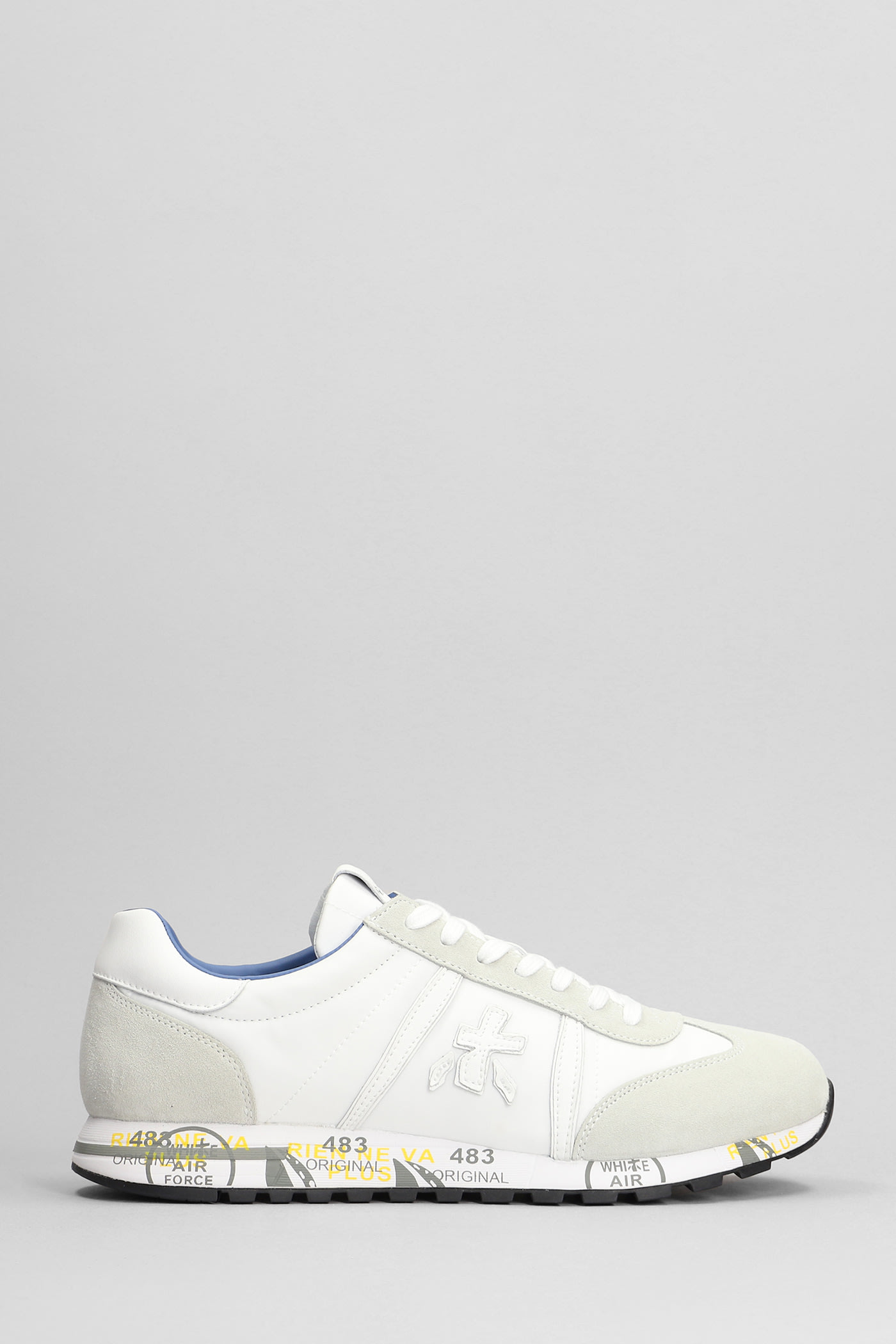 Premiata Lucy Trainers In White Suede And Fabric