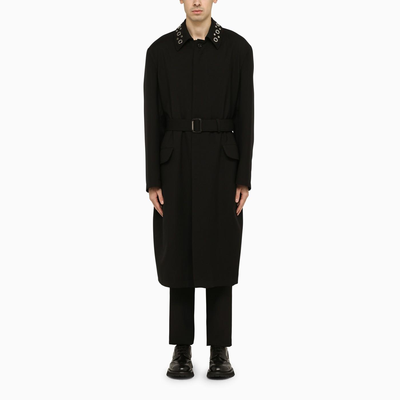 ALEXANDER MCQUEEN BLACK SINGLE-BREASTED TRENCH COAT