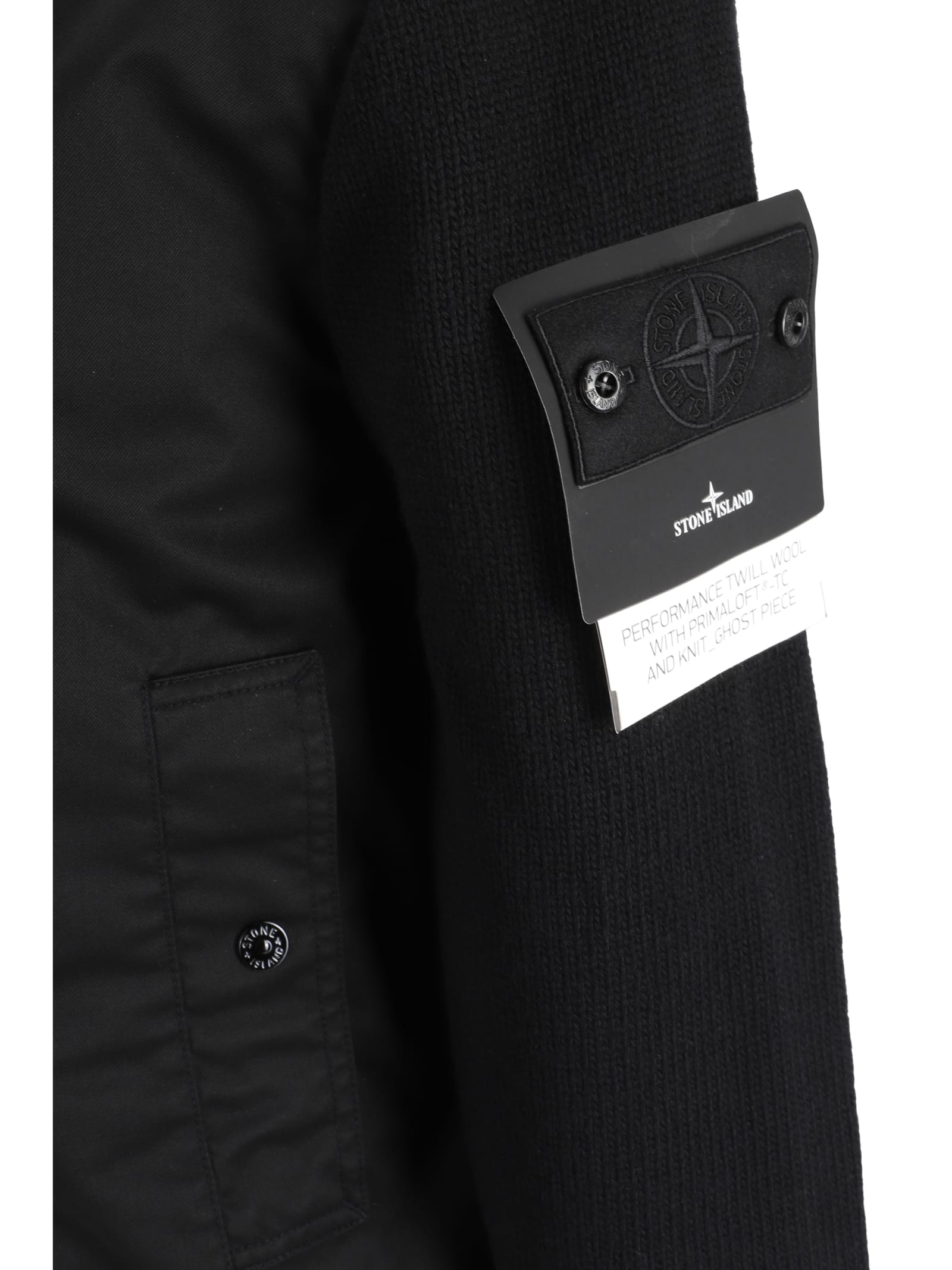 Stone Island Performance Twill Wool Bomber Jacket In Black