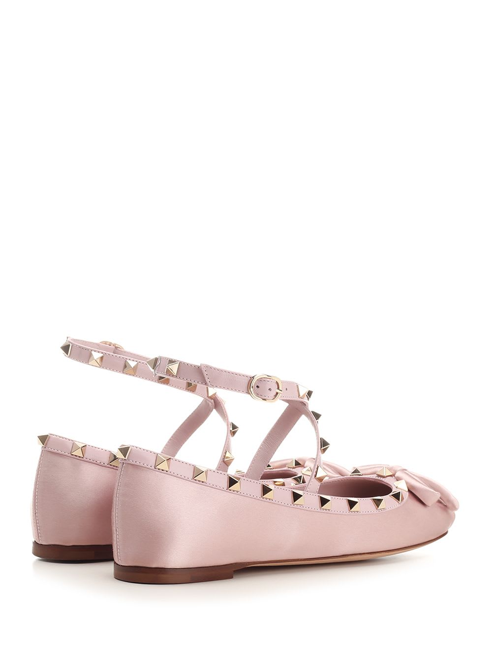 Shop Valentino Rockstud Flat Shoes In Rose