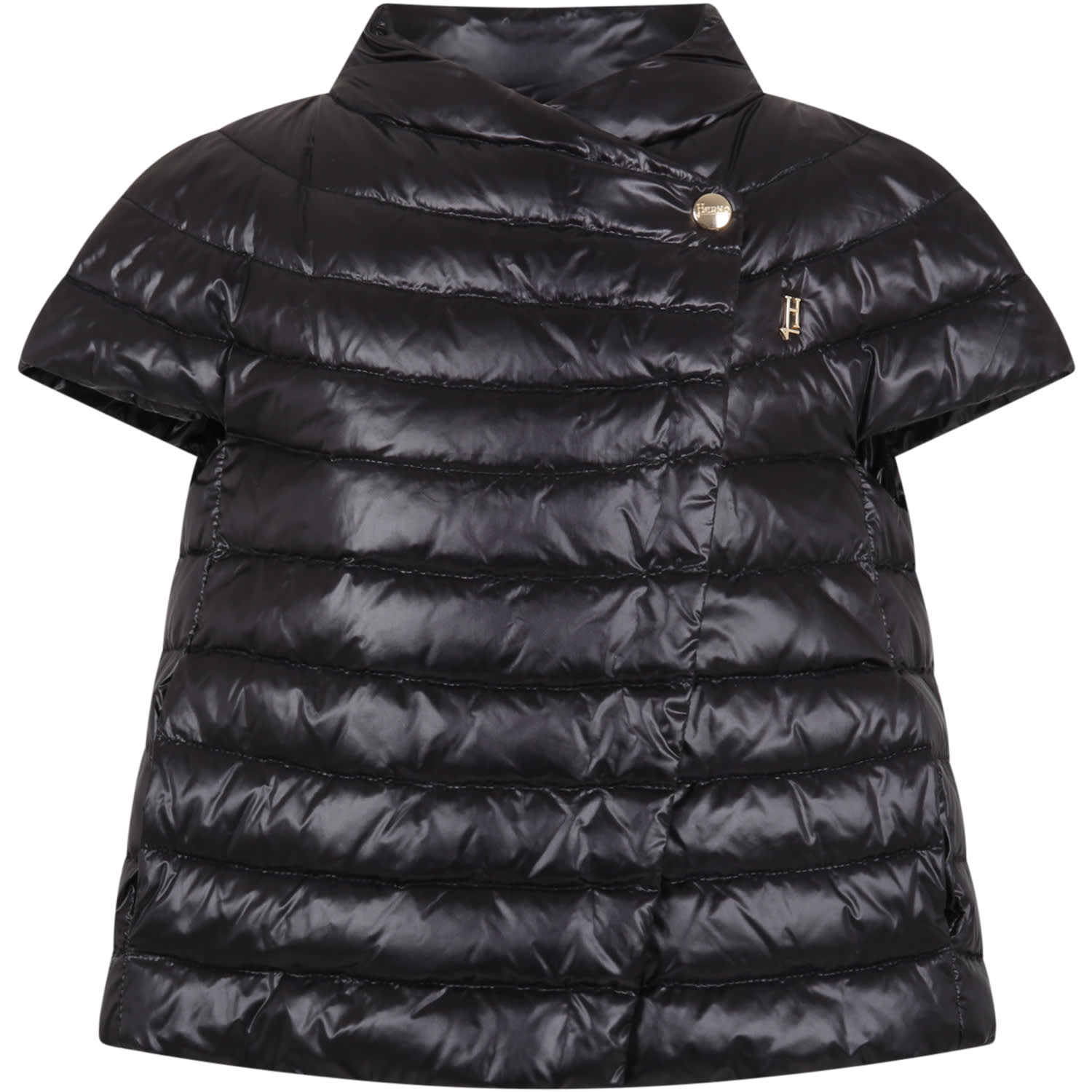 Herno Black Jacket For Girl With Logo
