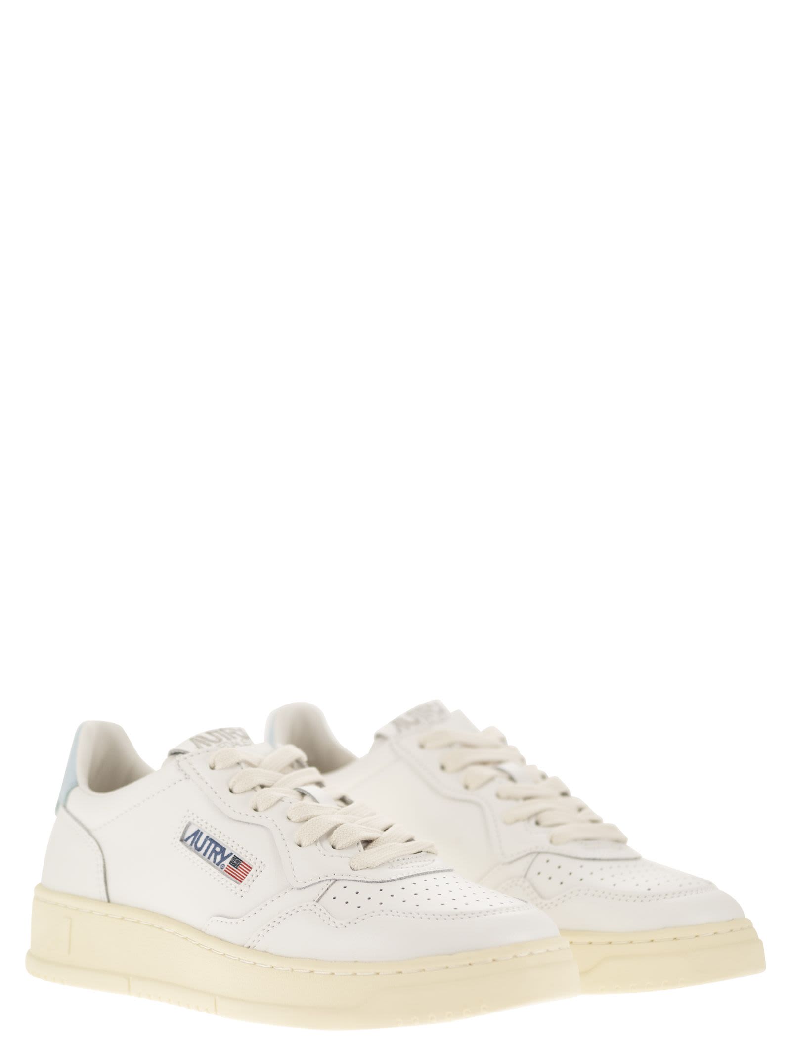 Shop Autry Medalist Low - Leather Sneakers In White Str Blue
