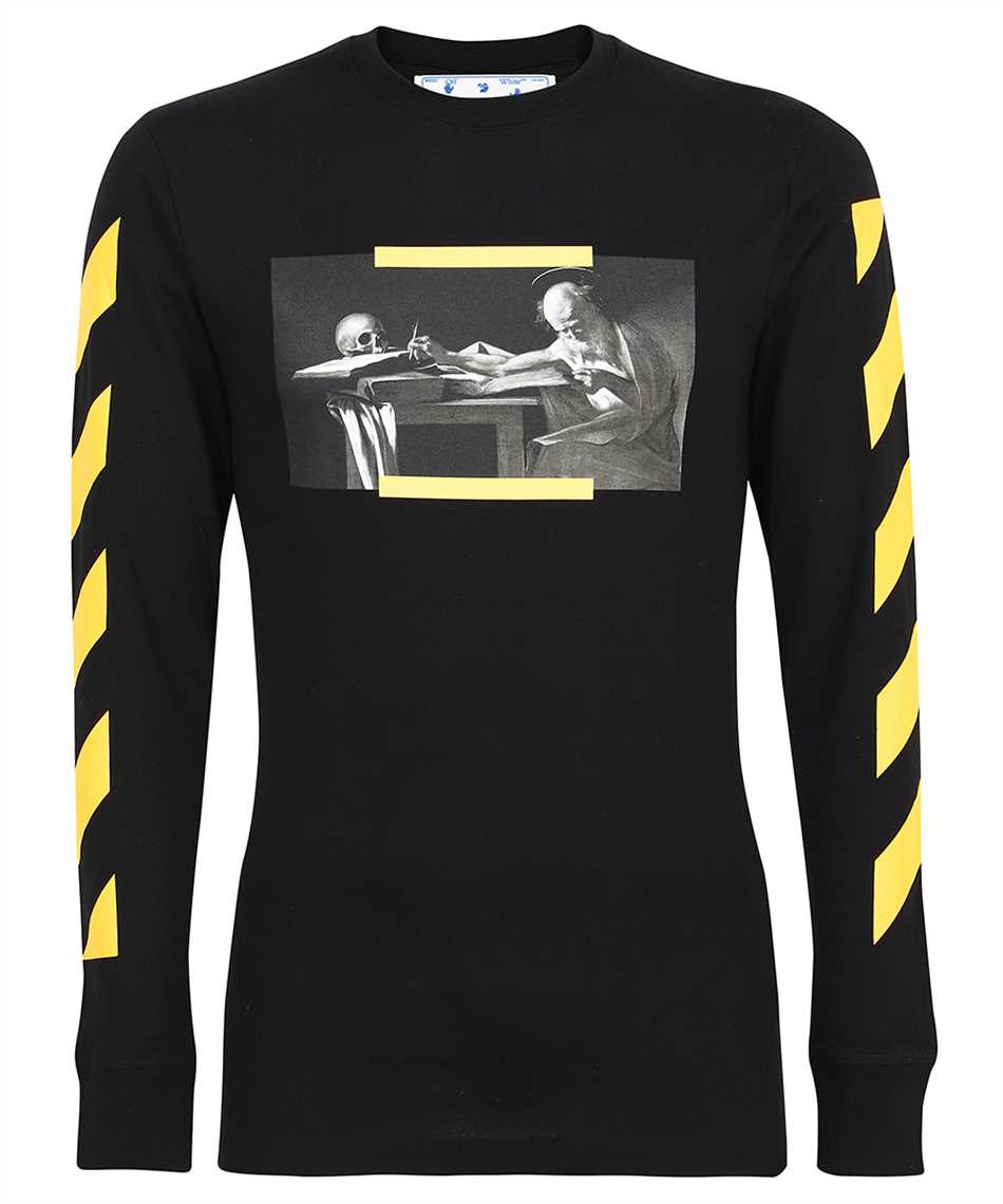 Off-white Graphic Cotton Long Sleeve T-shirt In Black
