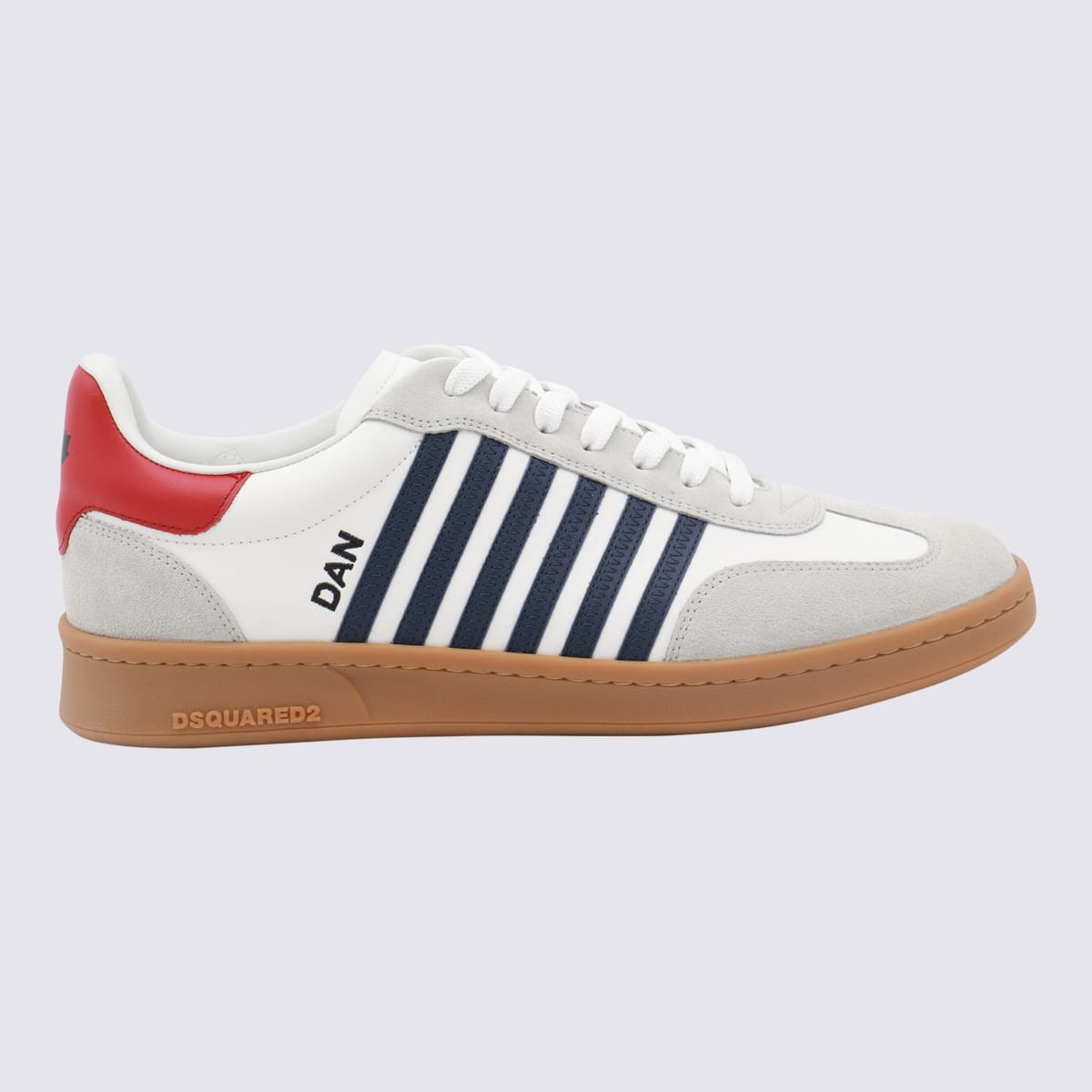 Shop Dsquared2 White Leather Sneakers In White+blue+red