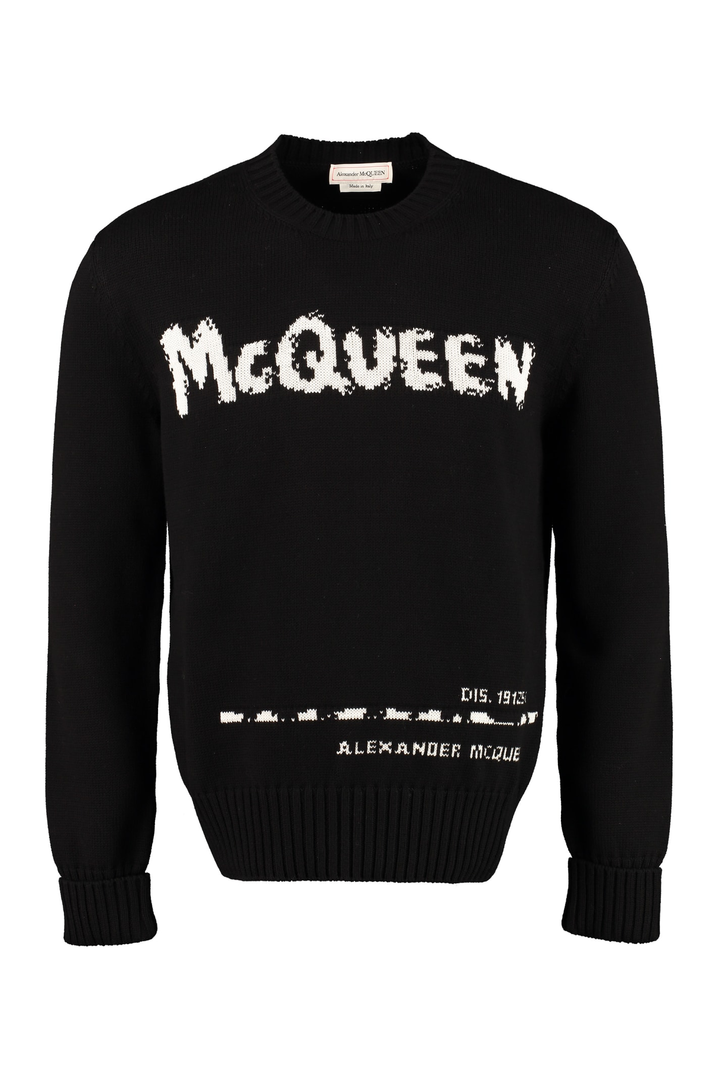 Shop Alexander Mcqueen Intarsia Crew-neck Sweater In Black
