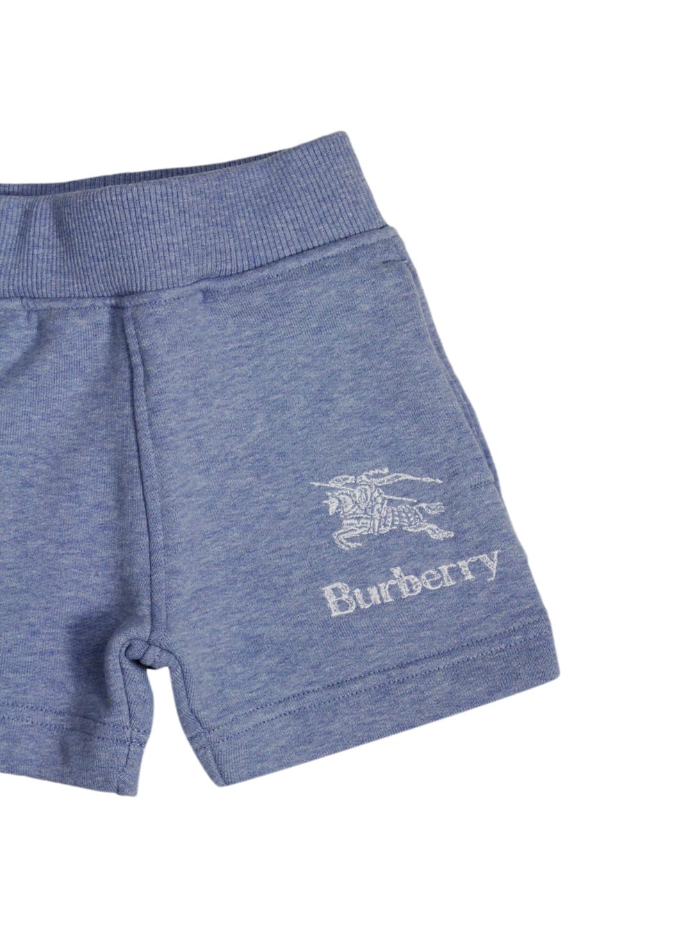 Shop Burberry Cotton Fleece Bermuda Shorts With Elasticated Waist And Welt Pockets With Logo On The Front In Light Blu