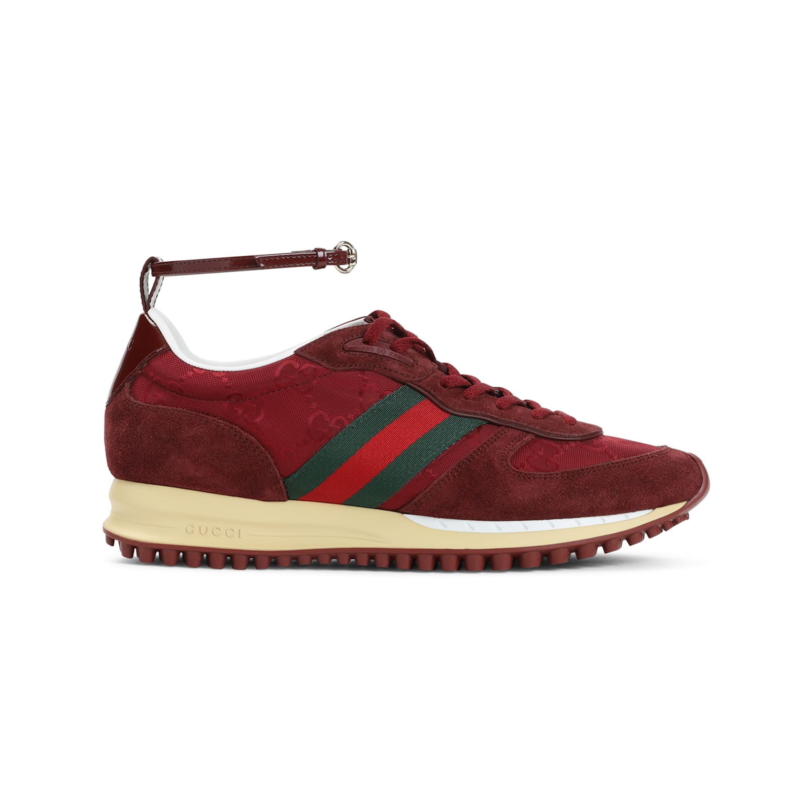 Gucci Vibrant Red Leather Sneakers In Multi