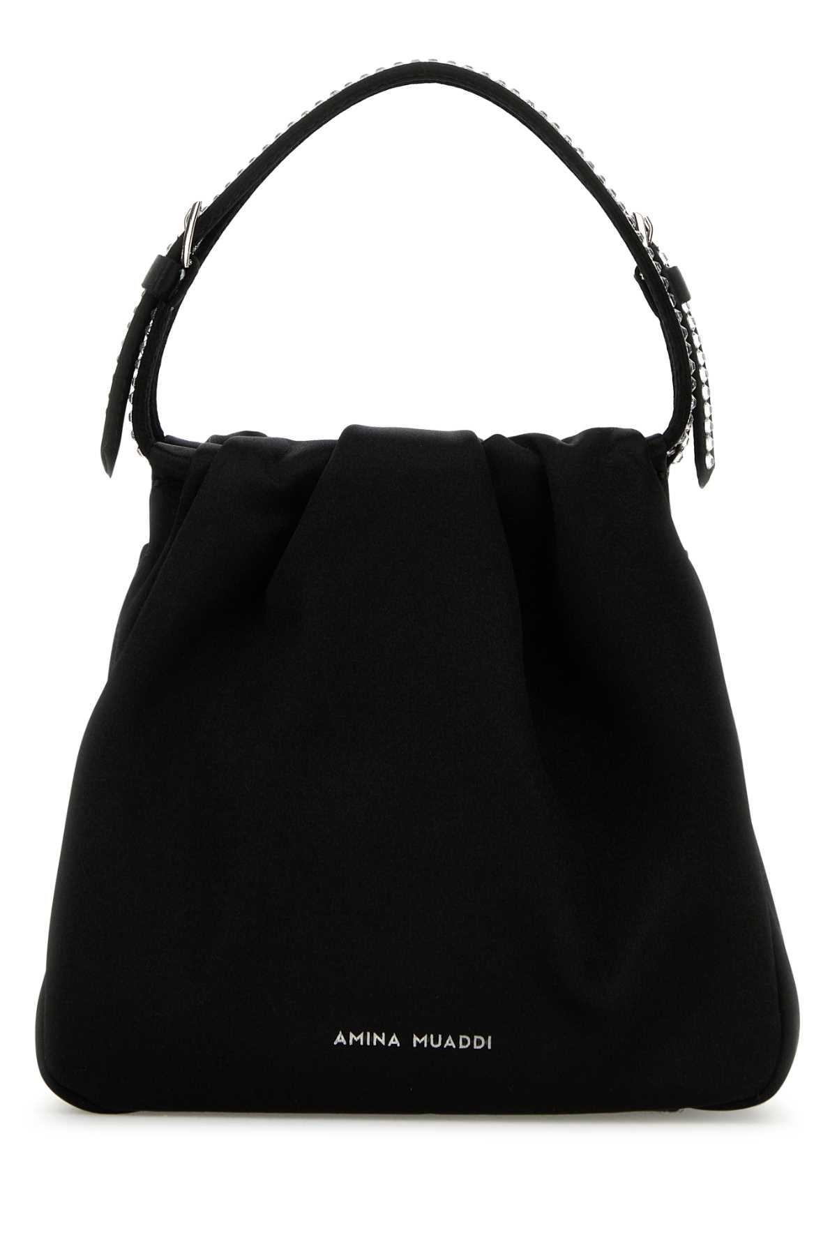 Black Satin Vittoria Crystal Handbag