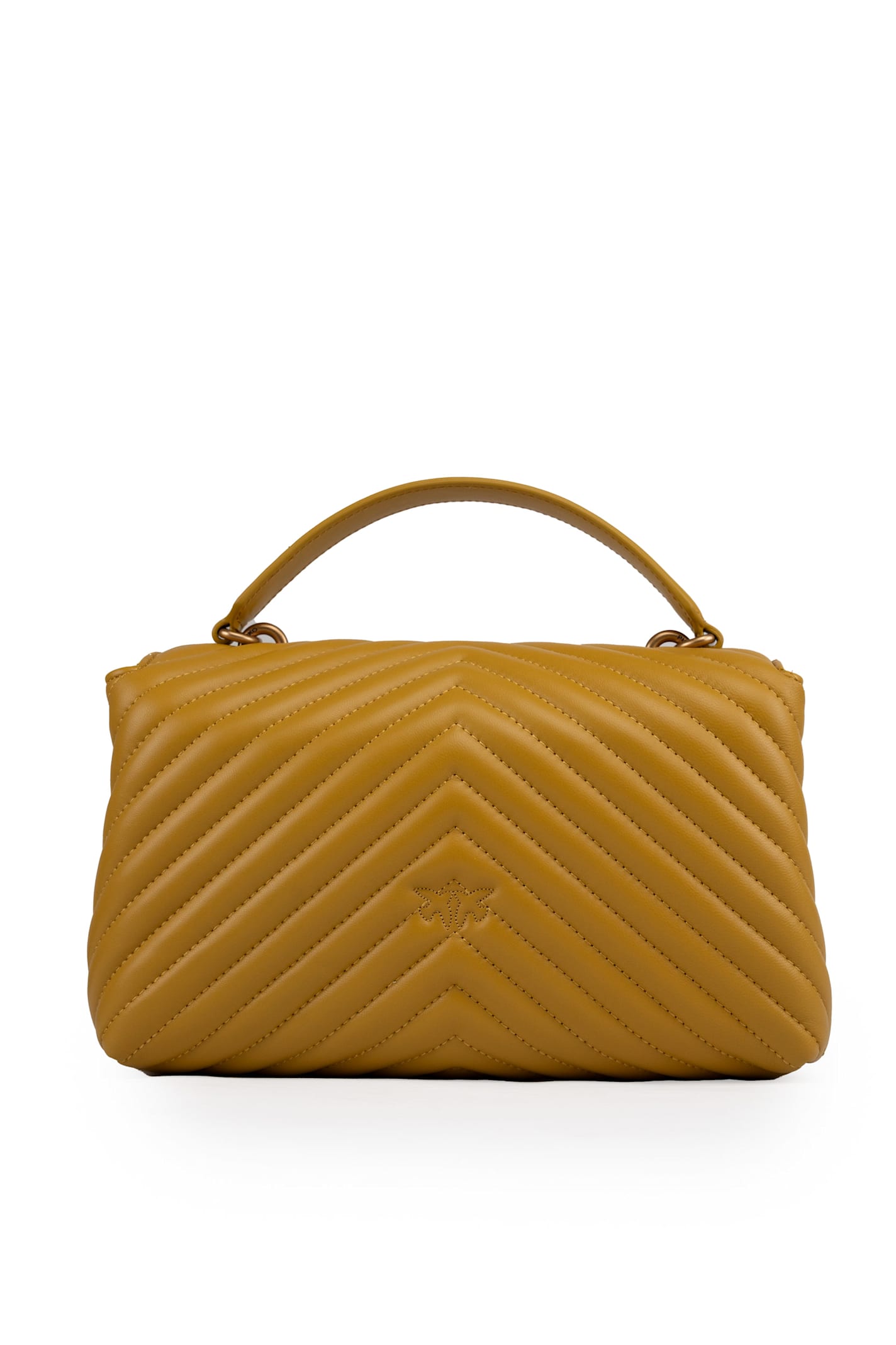 Shop Pinko Classic Big Lady Love Puff Chevron In Giallo Cina-antique Gold