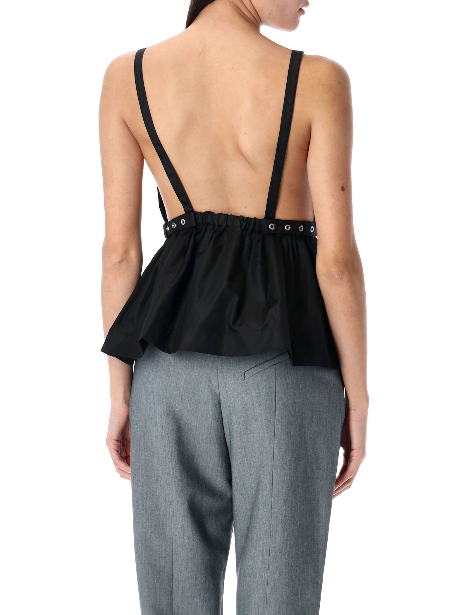 Ganni Black Duchesse Top With Strap In Black
