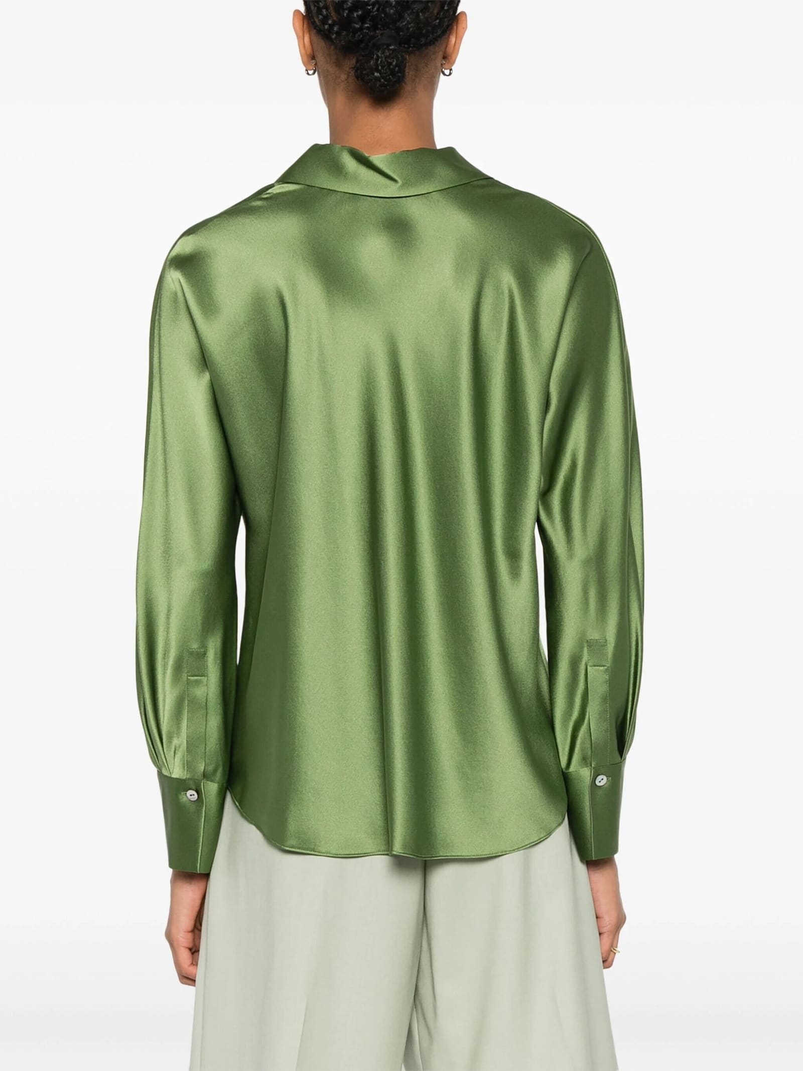 Shop Vince Bias Ls Blouse In Syc Sycamore