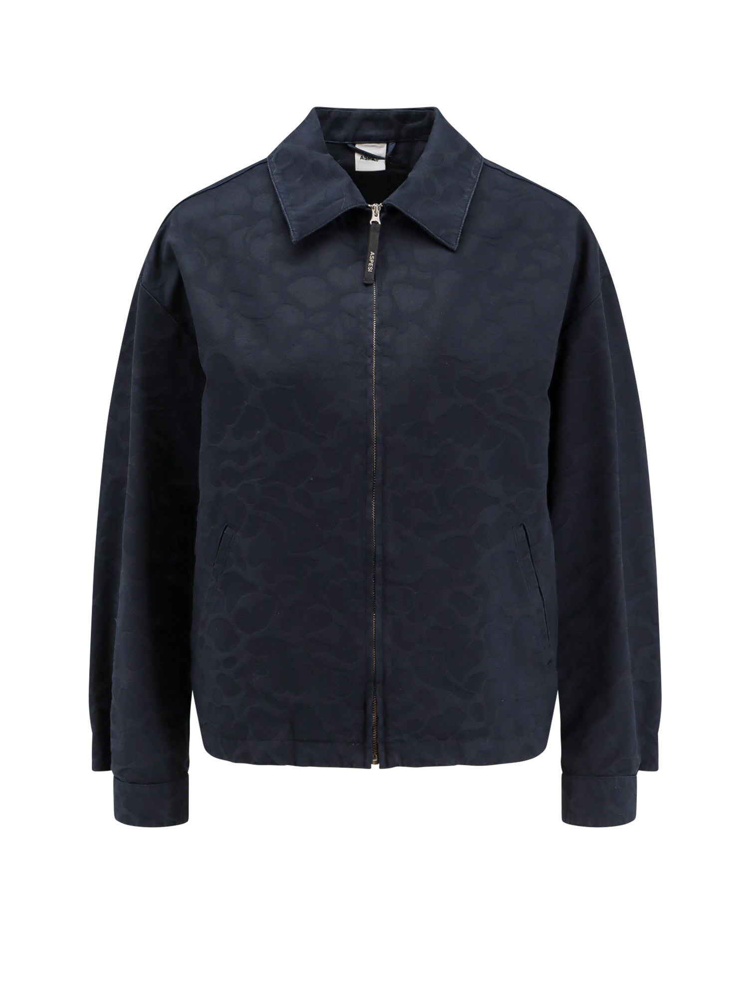 Aspesi Cotton Jacket With Jacquard Motif In Black
