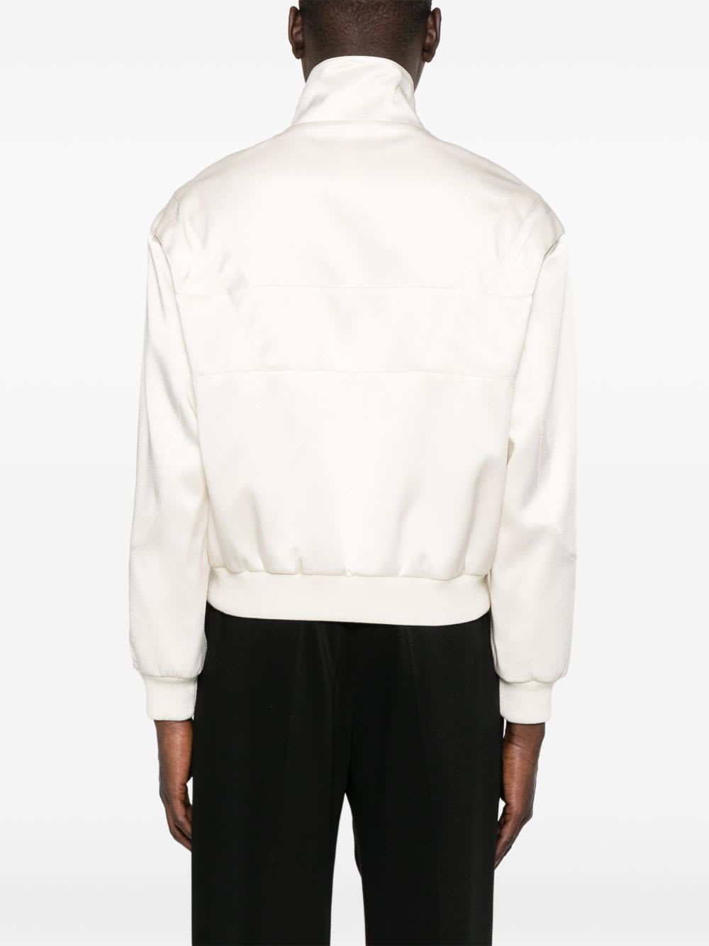 Saint Laurent Satin Bomber Jacket In White