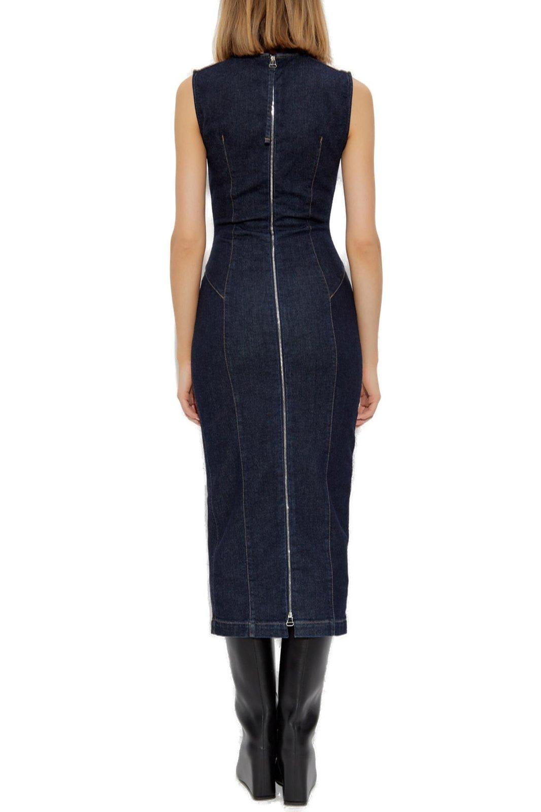 Sportmax Geranio Denim Midi Dress In Blu Notte