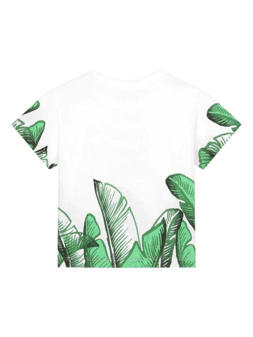 Shop Dolce & Gabbana White T-shirt With Logo And Green Banano Print