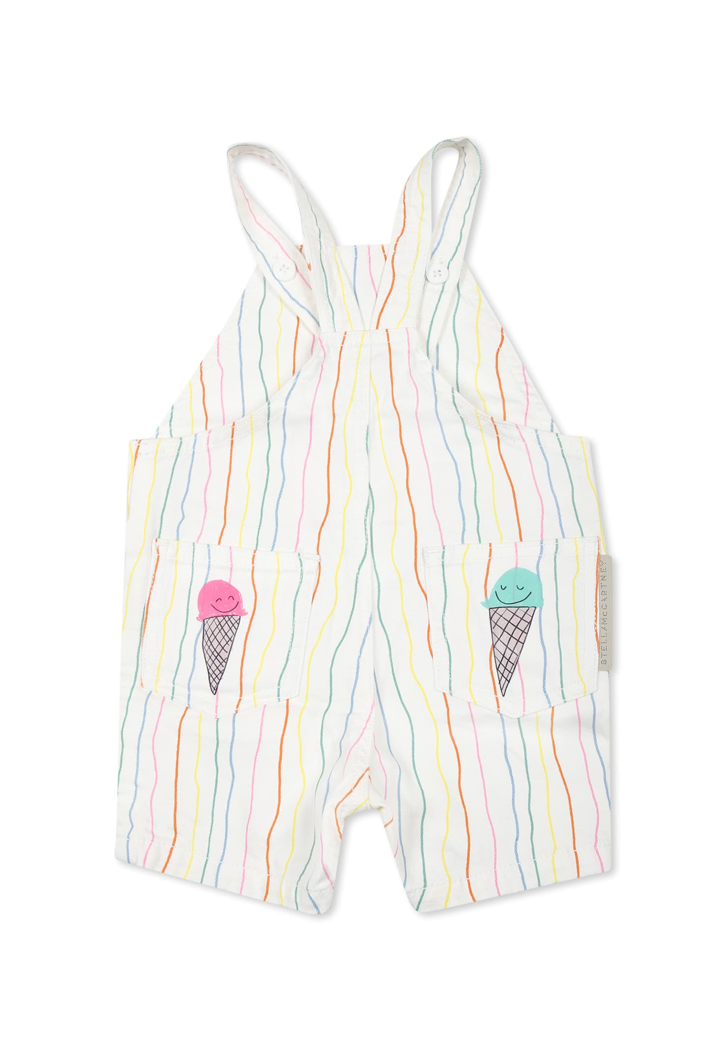 Stella Mccartney White Ungarees For Baby Girl With Ice Cream In White