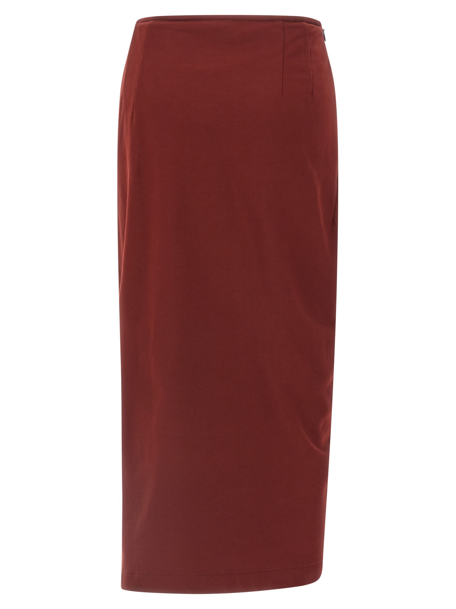 Dries Van Noten High Waist Midi Skirt With Ruffled Detail In Burgundy
