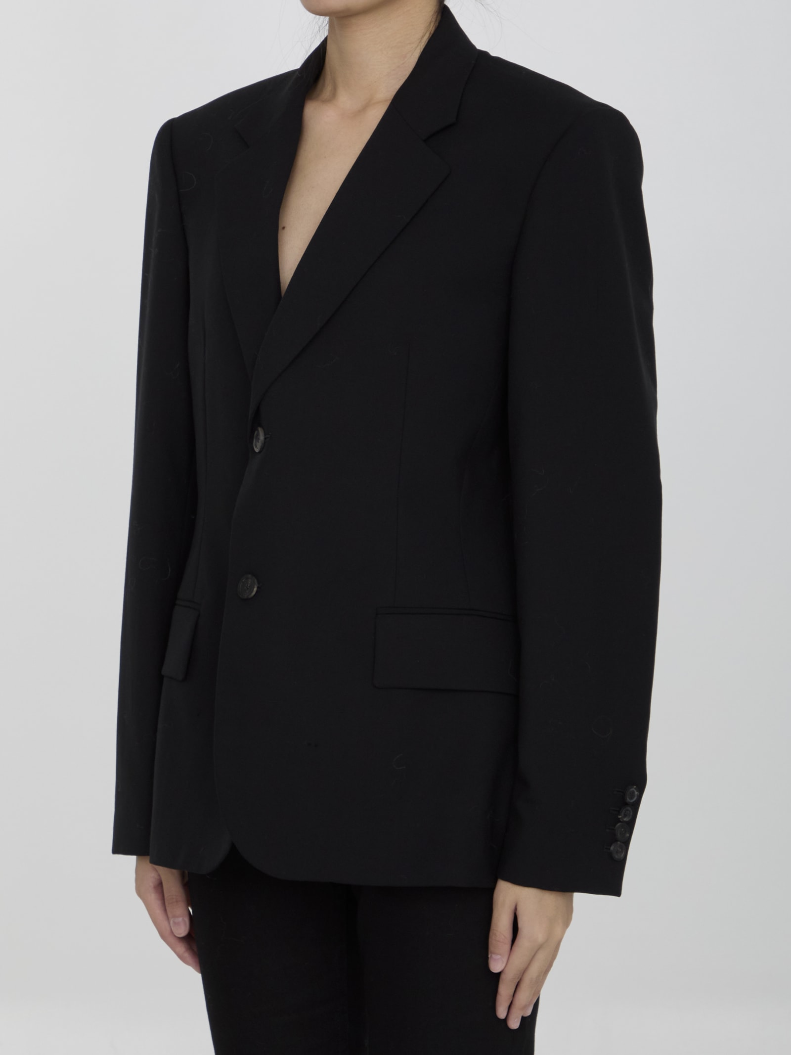 Shop Balenciaga Wool Jacket In Black