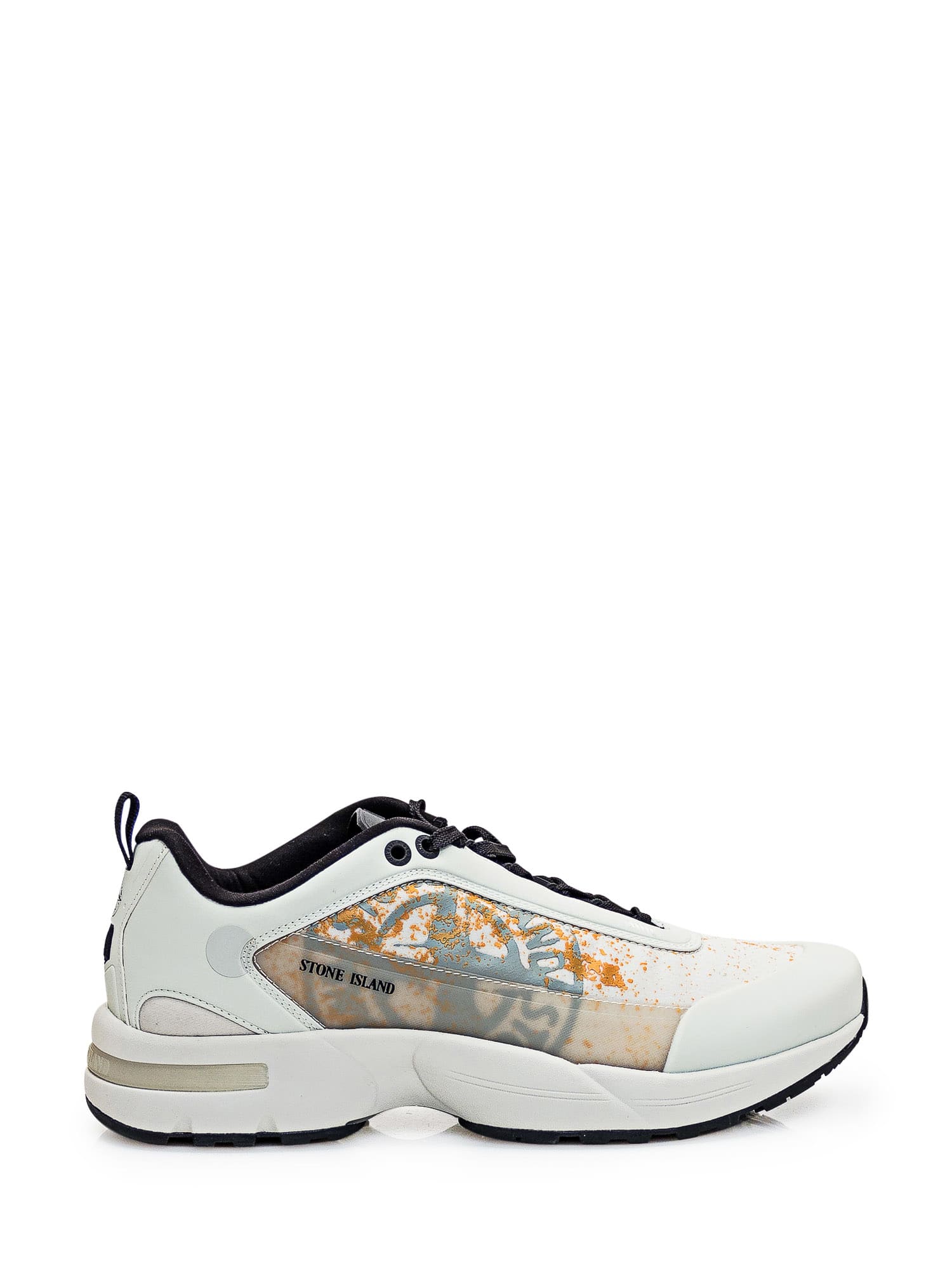 Shop Stone Island Grime Leather And Tencel Sneakers In Grey
